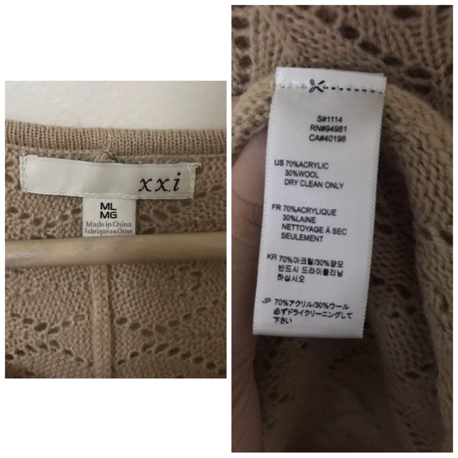 Other XXI Caramel Batwing 30% Wool Pullover Sweater/Poncho Size M / US 6-8 / IT 42-44 - 8 Thumbnail