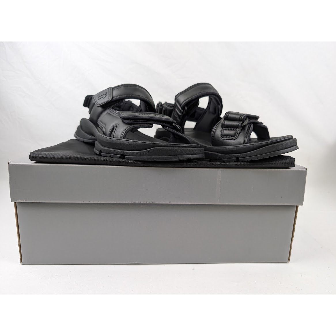Balenciaga o1rshd1 Tourist Fake Leather Sandal in Black Size US 12 / EU 45 - 16 Thumbnail