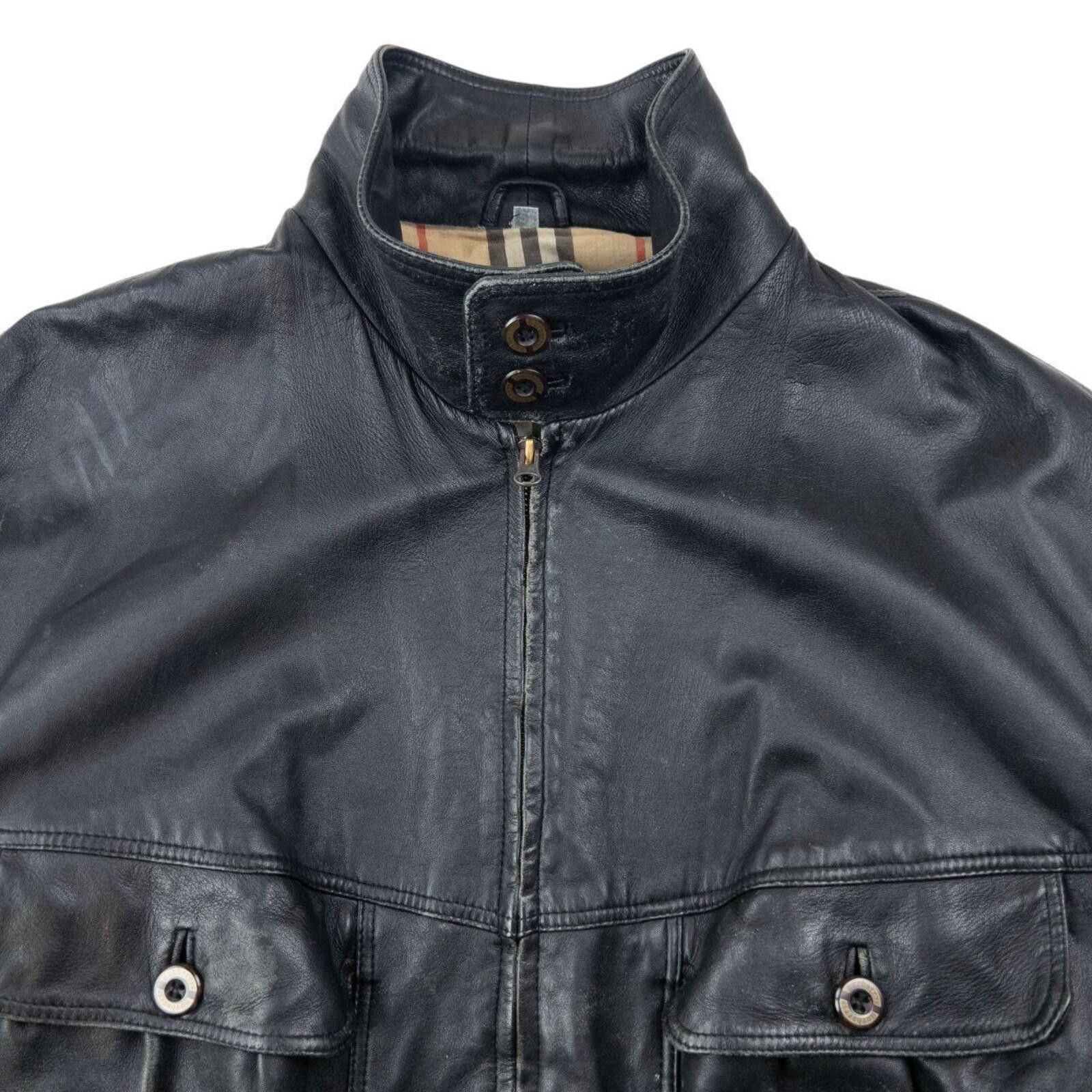 Burberry Vintage 2000s Burberry Nova Check Lined Leather Jacket L Size US L / EU 52-54 / 3 - 4 Thumbnail
