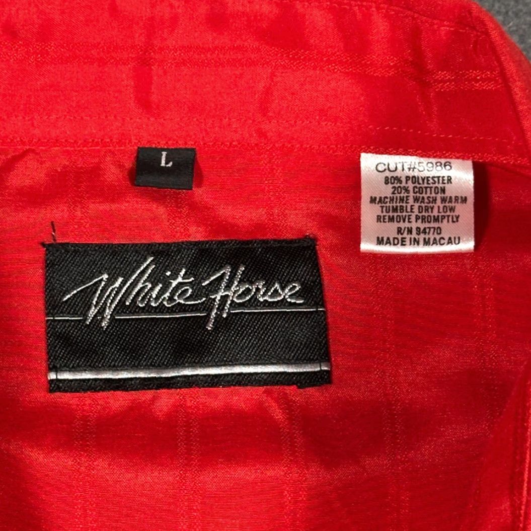 Vintage VINTAGE White Horse Western Shirt Adult LARGE Red Striped Sheen Cowboy 90s Shirt Mens Snaps Cuffed Long Sleeve Size US L / EU 52-54 / 3 - 5 Thumbnail
