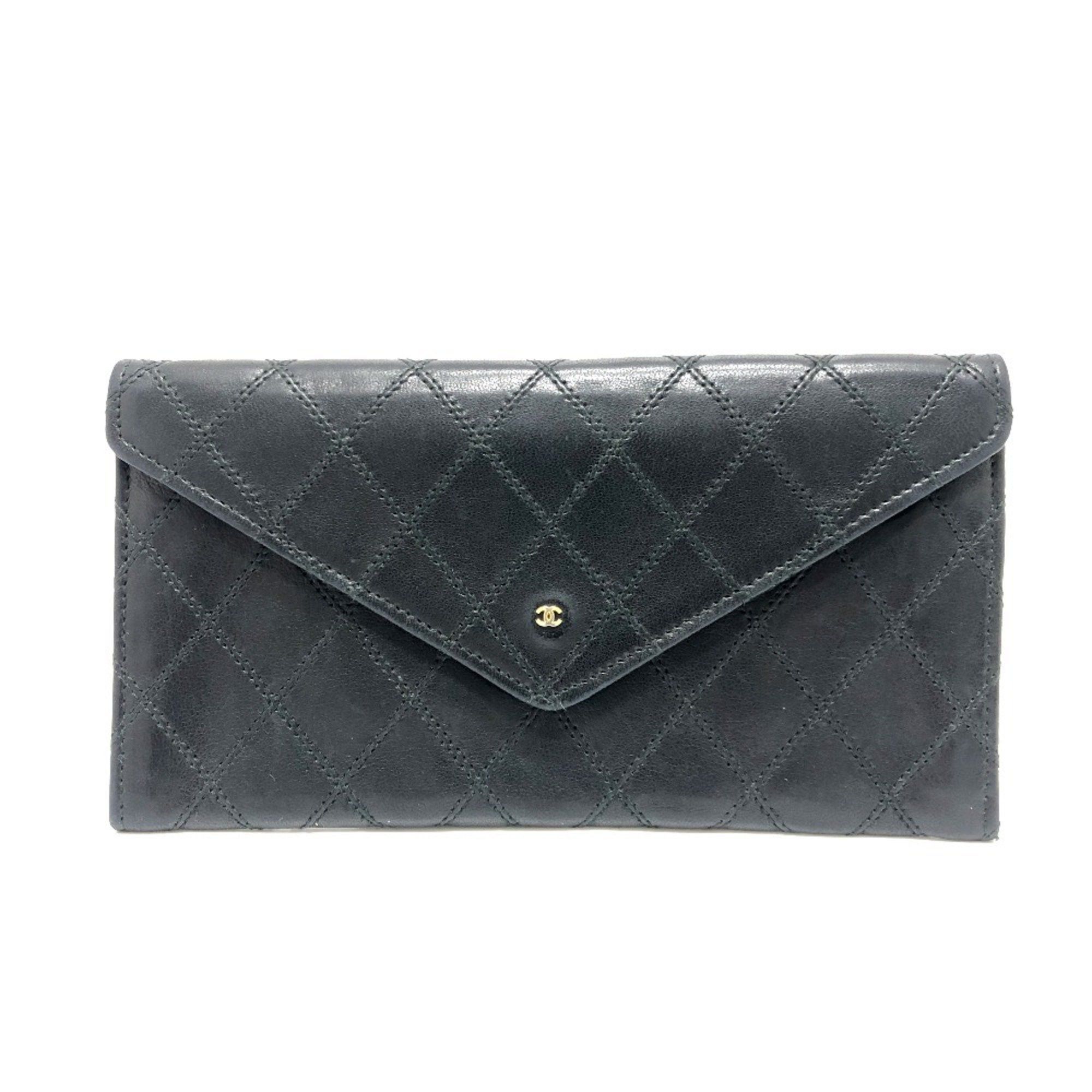 Chanel Chanel Matelasse Wallet Long Accessory Flap Lambskin Women's Black Size ONE SIZE - 1 Thumbnail