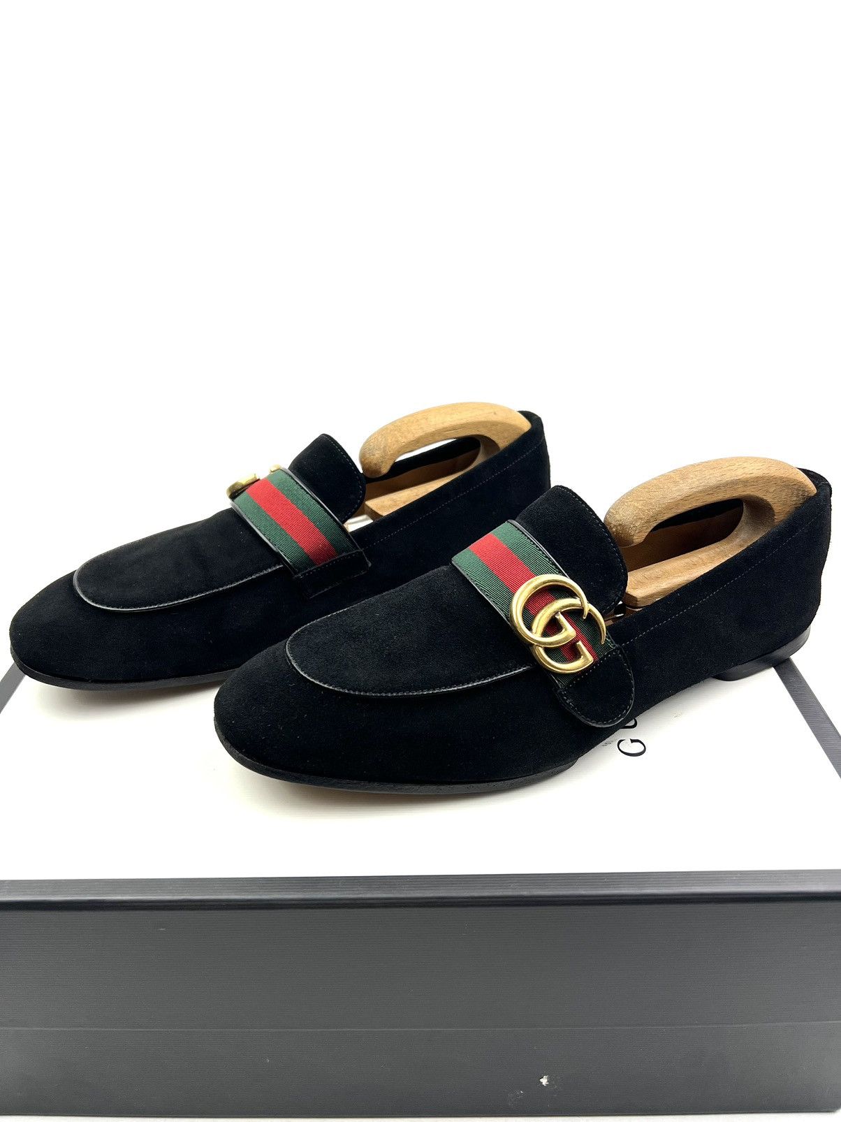 Gucci GUCCI Loafers Suede Shoes GG Buckle Web Stripe Black Men’s Size US 7.5 / EU 40-41 - 1 Thumbnail