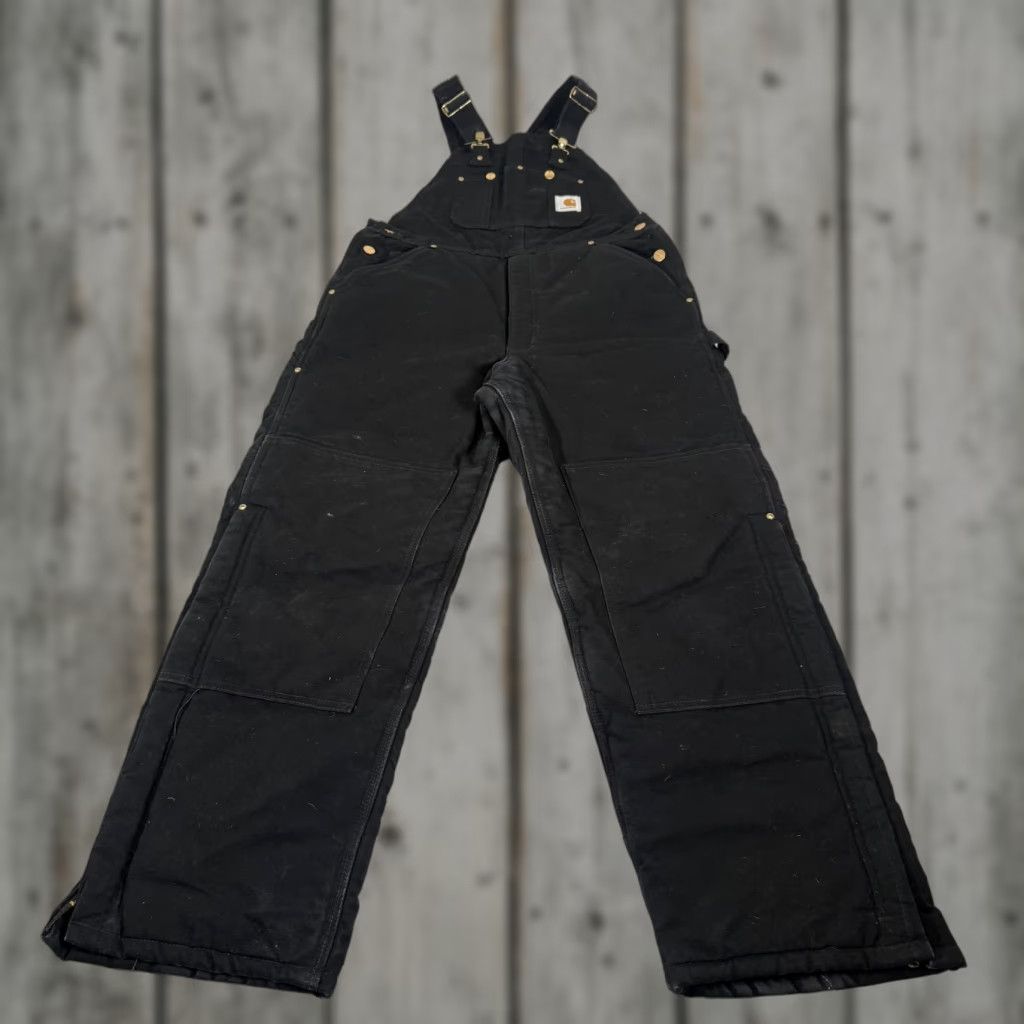 Carhartt VINTAGE Carhartt Overalls Men 32x30 Black Insulated Canvas Bib Double Knee Pants R03 BLK Size US 32 / EU 48 - 1 Thumbnail