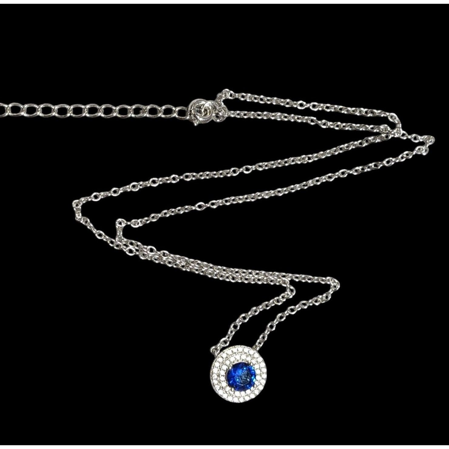 Other Elegant Double Halo Sapphire And Diamond Dainty Pendant Neck Size ONE SIZE - 1 Thumbnail