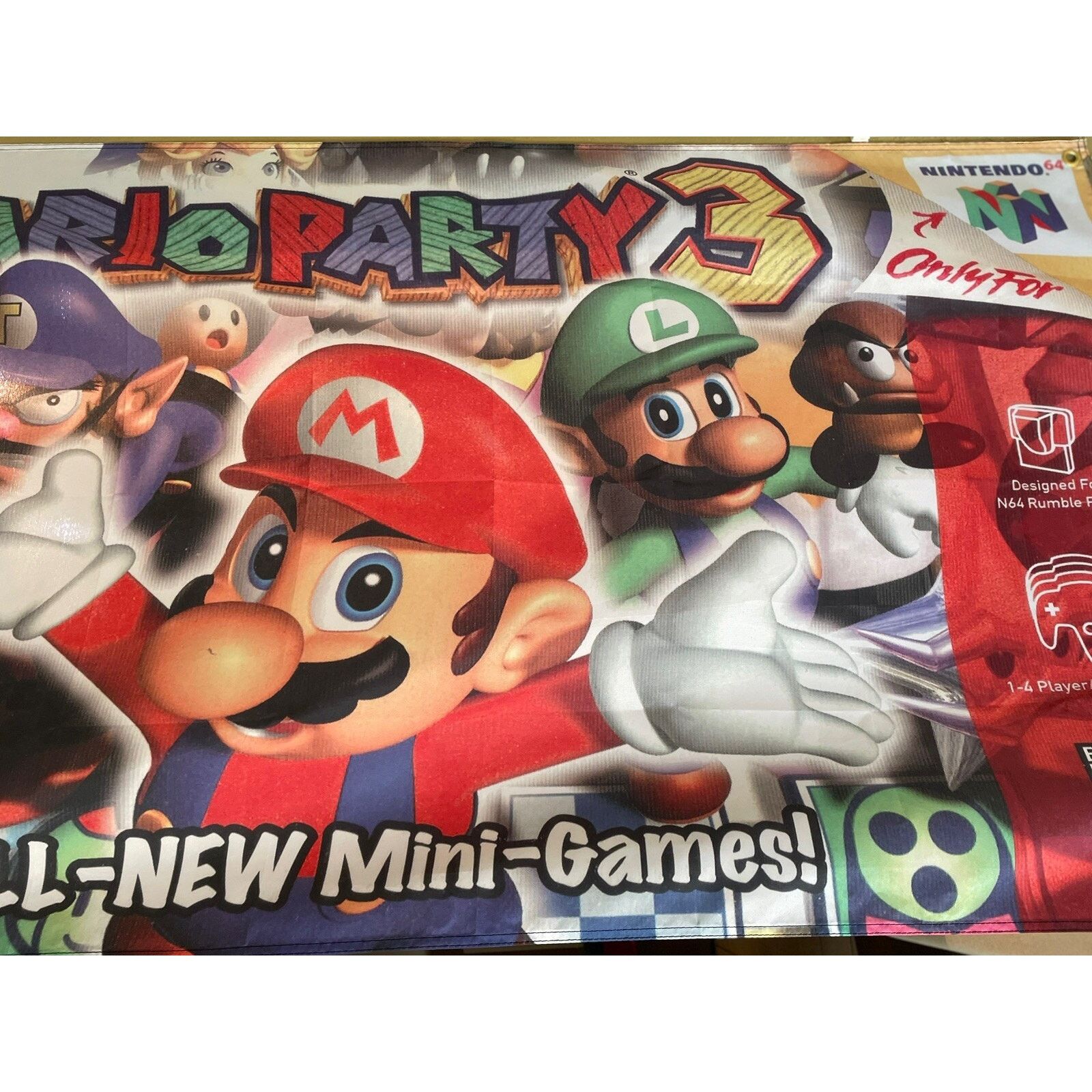 Nintendo Mario Party 3 5ft Flag Nintendo N64 2001 Banner Poster Size ONE SIZE - 3 Thumbnail
