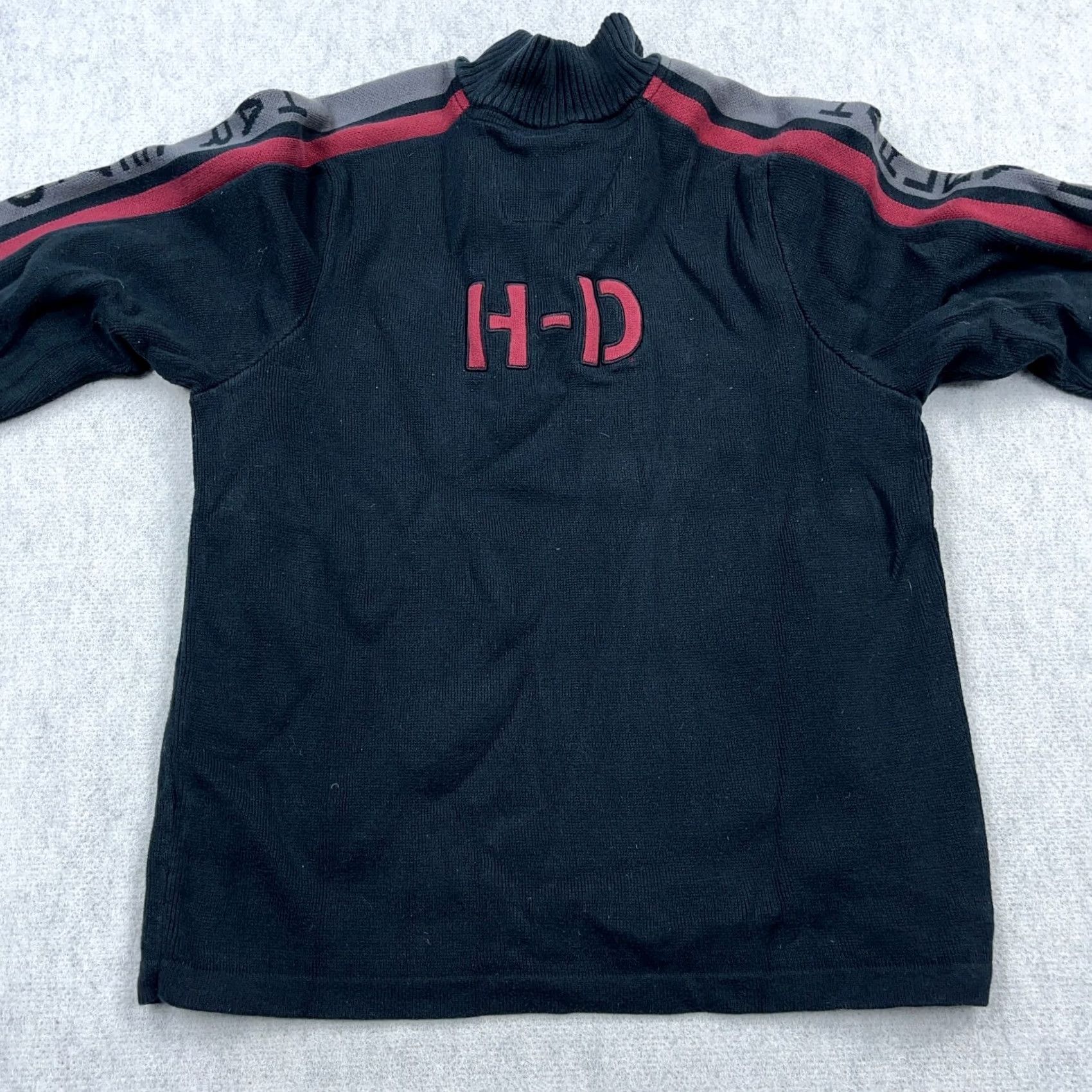 Harley Davidson VINTAGE Harley-Davidson Sweater Men XL Black Heavy Knit Pullover Quarter Zip Spellout Size US XL / EU 56 / 4 - 6 Thumbnail