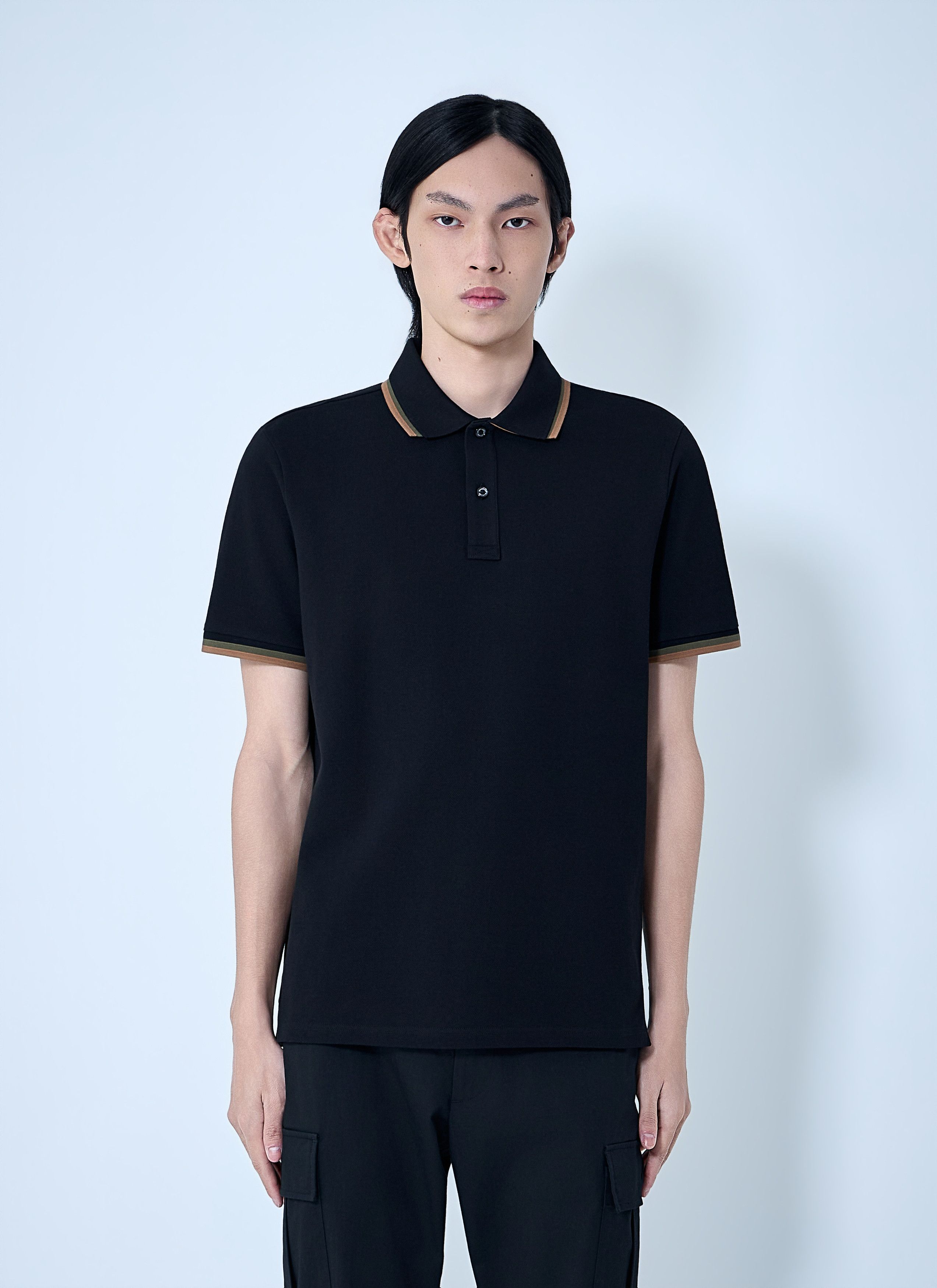 Moncler Polo Shirt with Ribbed Trims Size US M / EU 48-50 / 2 - 1 Thumbnail