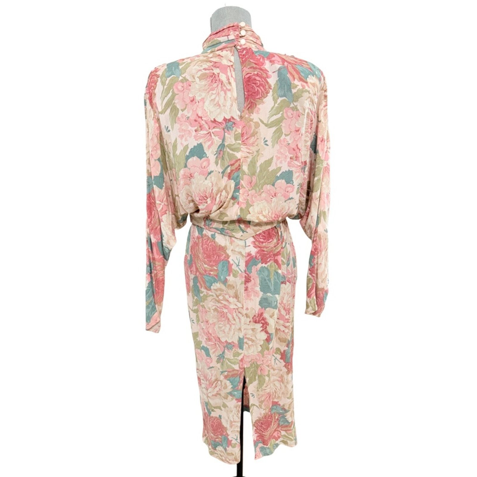 Other Vintage Floral Midi Dress bold print high neck mock Size S / US 4 / IT 40 - 4 Thumbnail