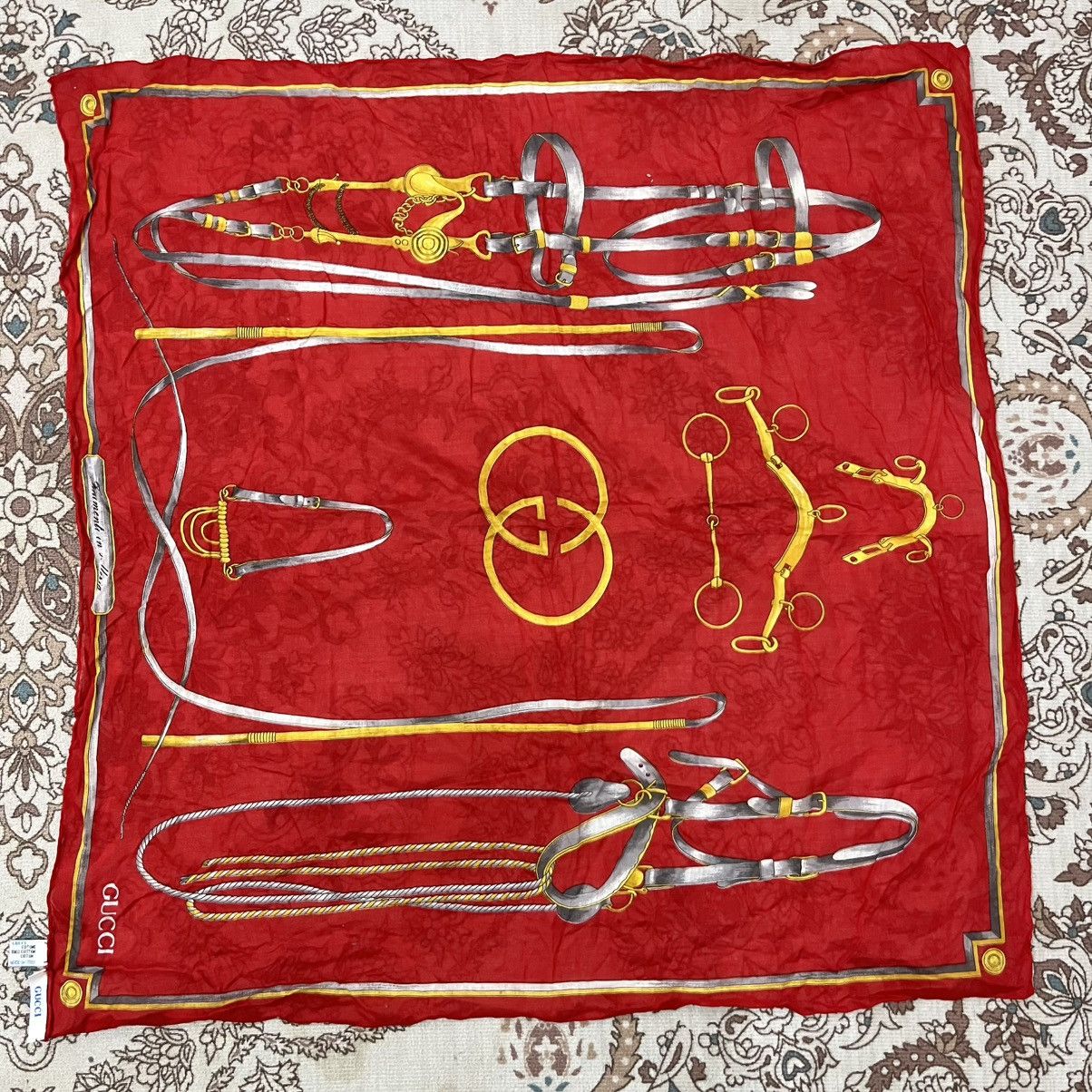 Gucci Vintage Gucci Scarf Equestrian Design With Horse Bridles Size ONE SIZE - 4 Thumbnail