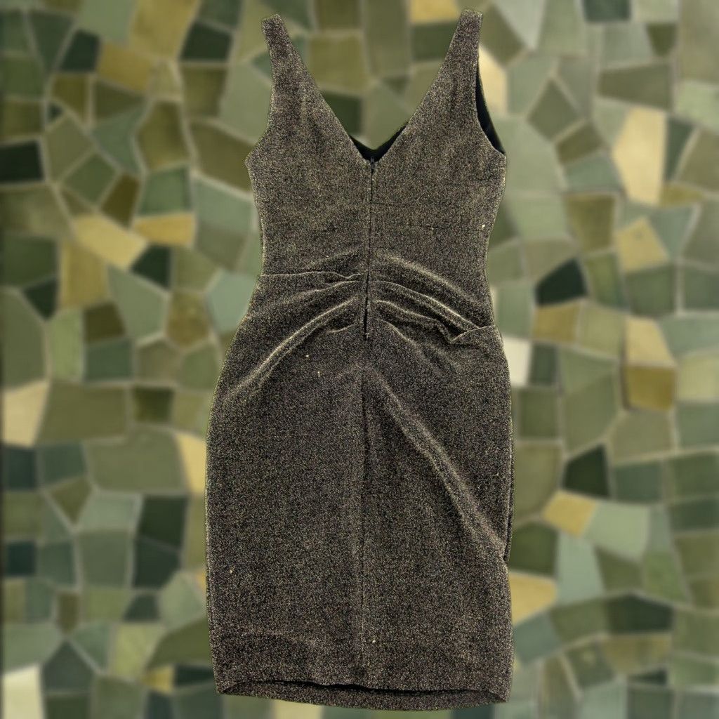 Vintage VINTAGE BISOU BISOU Metal/Gold Black Stretch V-Neck Bodycon Shift Tank Dress 10 Size L / US 10 / IT 46 - 1 Thumbnail