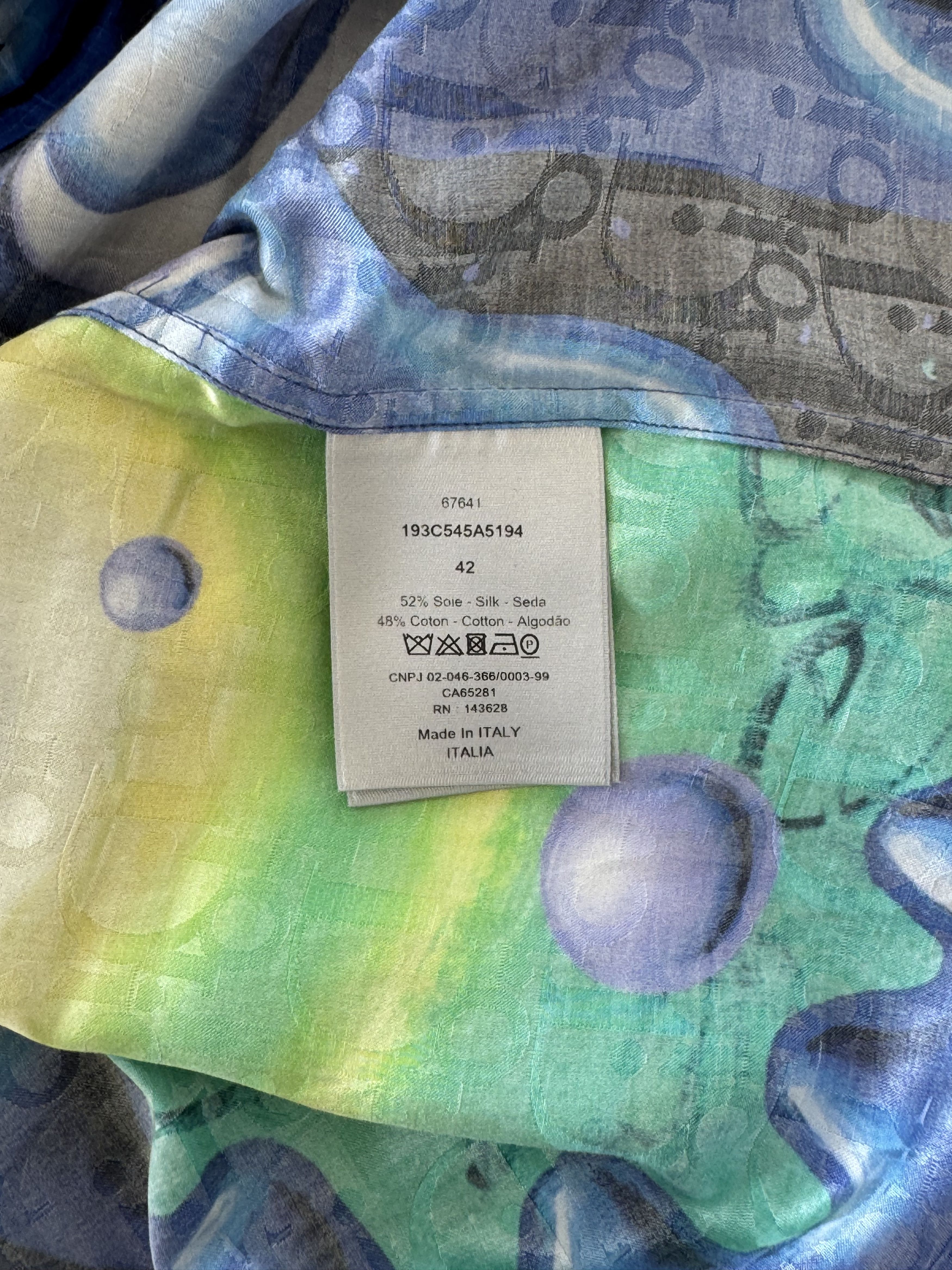 Dior Dior Kenny Scharf Oblique Logo Silk Shirt Size US XS / EU 42 / 0 - 6 Thumbnail