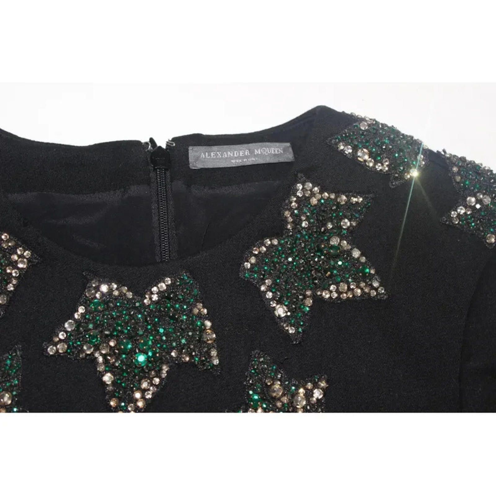 Alexander McQueen Alexander McQueen Black wool leaf crystal dress IT 40 uk 8 Size S / US 4 / IT 40 - 2 Thumbnail