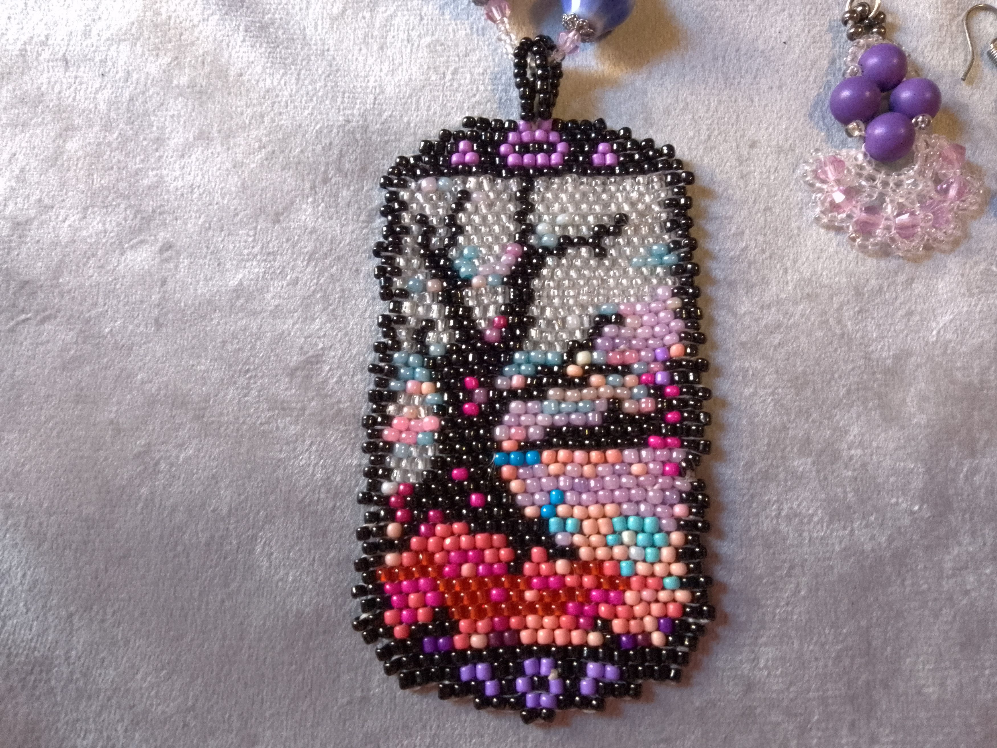 Handmade Necklace Long ceramics Boho Pendant Landscape earrings Size ONE SIZE - 6 Thumbnail