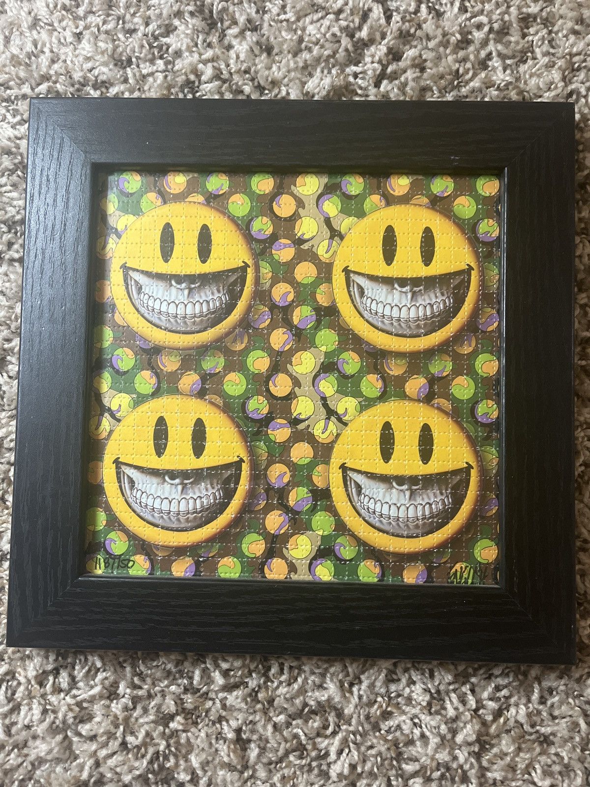 image of Medicom Toy Ron English Signed Blotter Grin Print in Yellow, Men's