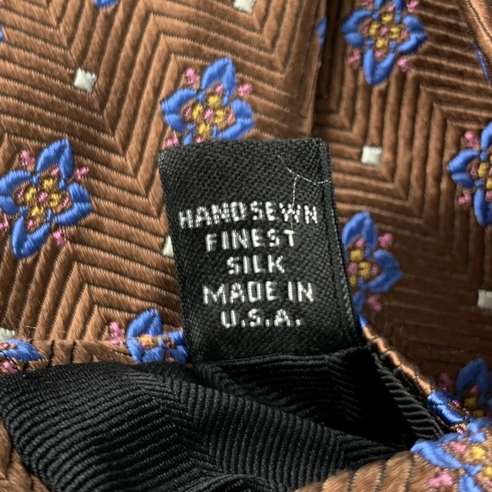 Robert Talbott ROBERT TALBOTT Brown Blue Jacquard Silk Tie Size ONE SIZE - 5 Thumbnail