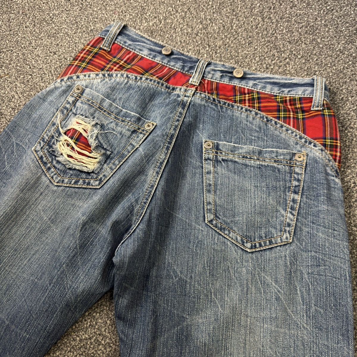 Japanese Distressed Plaid Patchwork Hysteric Glamour Style