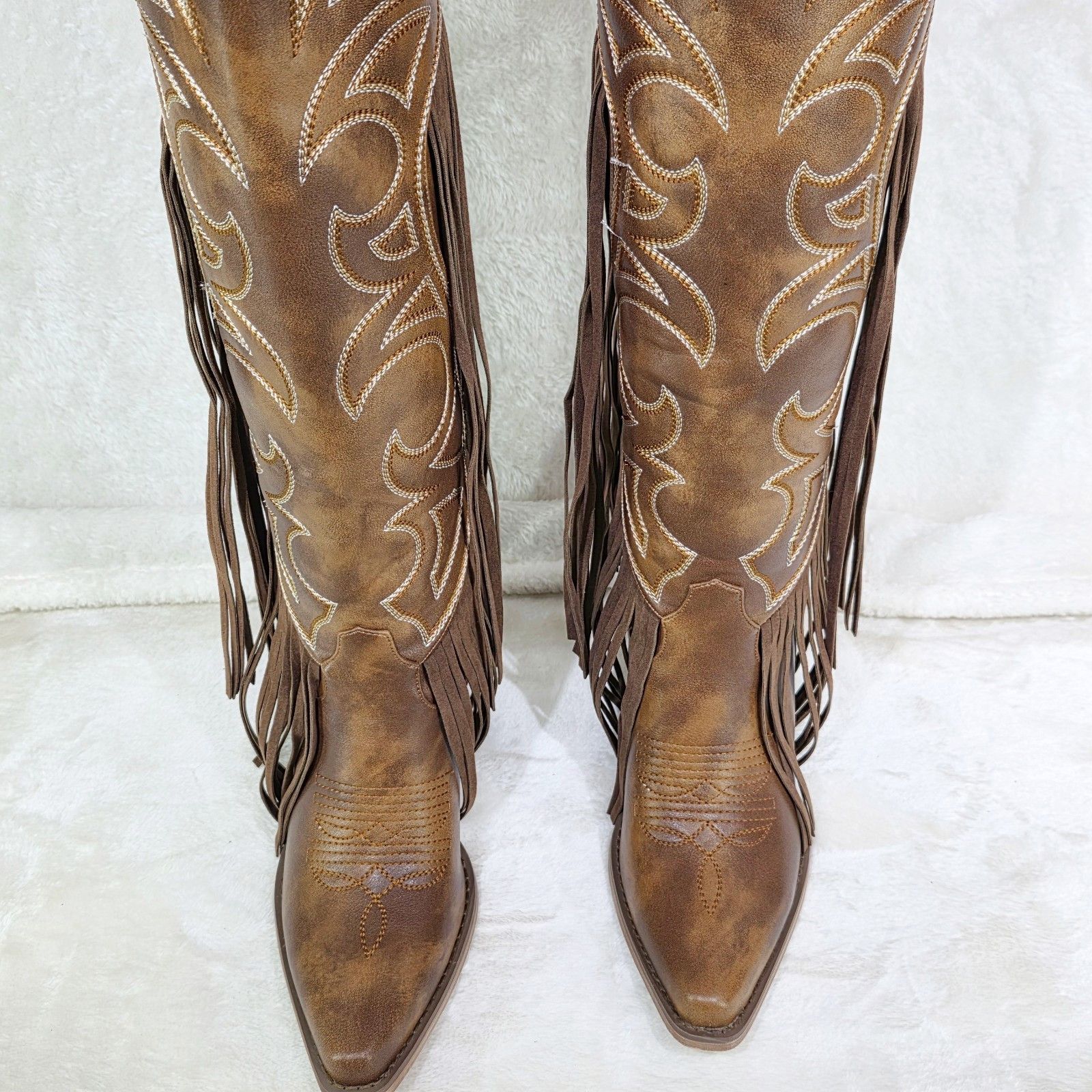 Other Tucker Embroidery Country Western Cowgirl Fringe Knee Boots Size US 7 / IT 37 - 5 Thumbnail