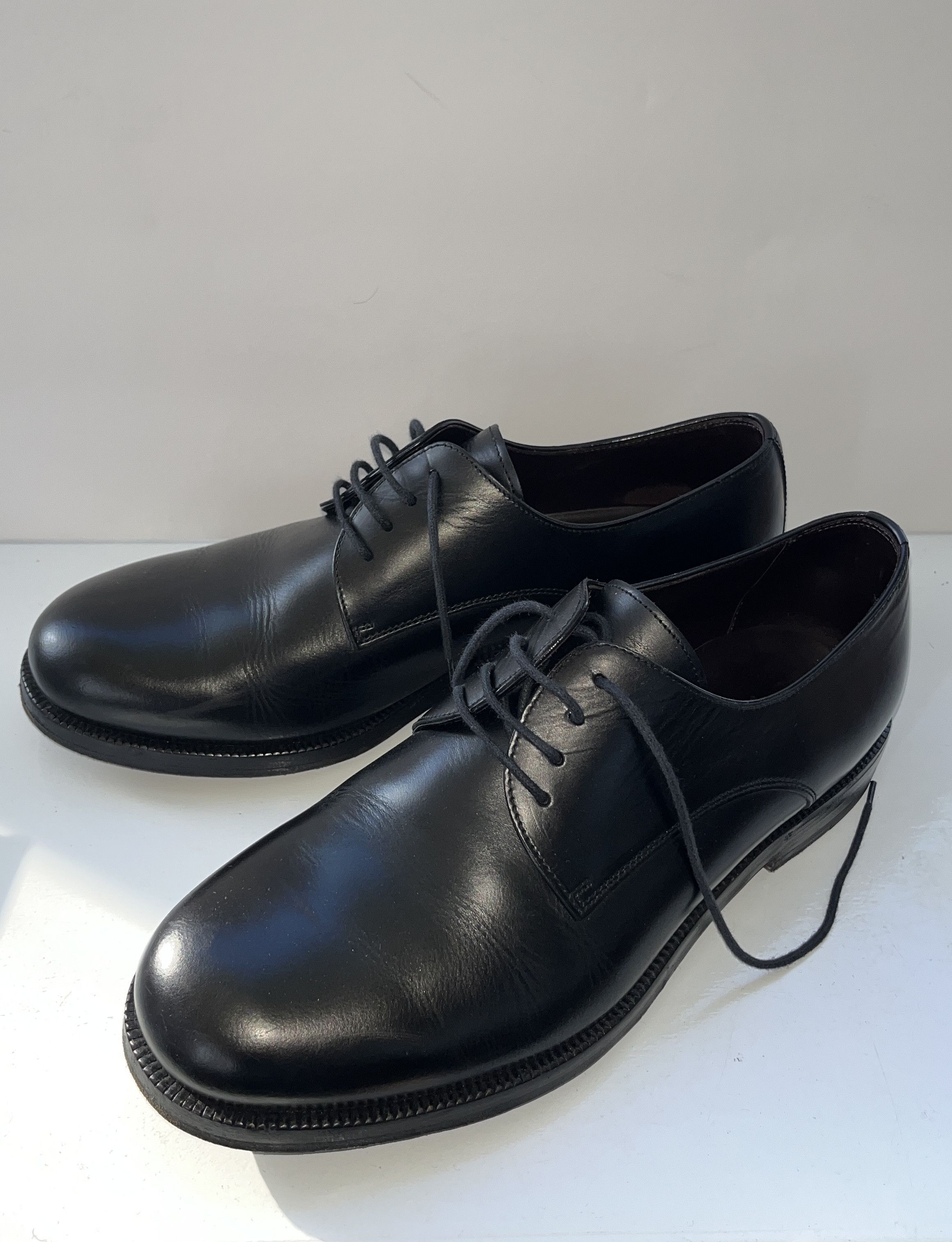 image of Bottega Veneta Black Leather Derby Shoes, Men's (Size 9)