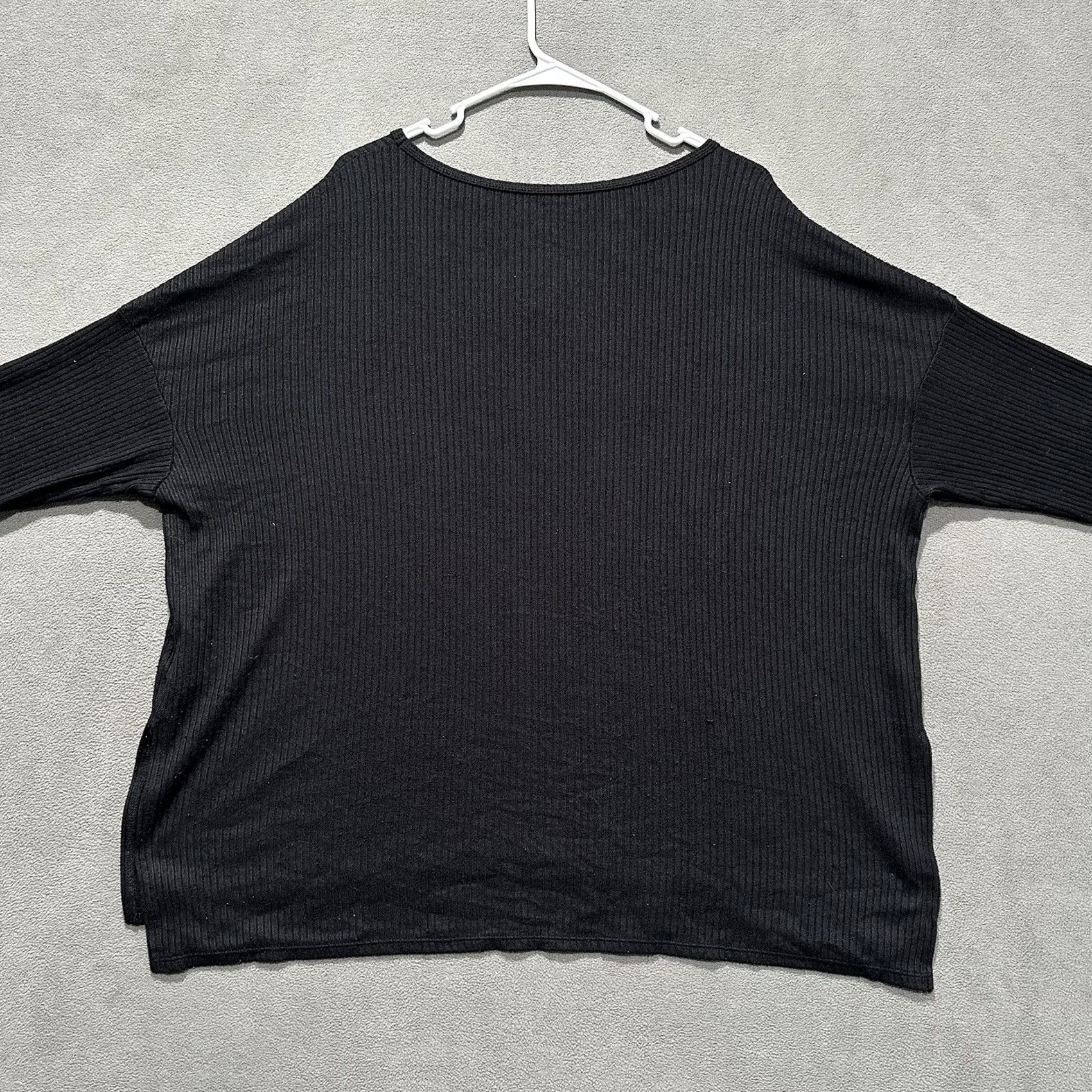 American Eagle Outfitters American Eagle Outfitters Shirt Womens XL Black Ribbed Knit V-Neck Stretch Soft Tunic EUC Size XL / US 12-14 / IT 48-50 - 2 Thumbnail