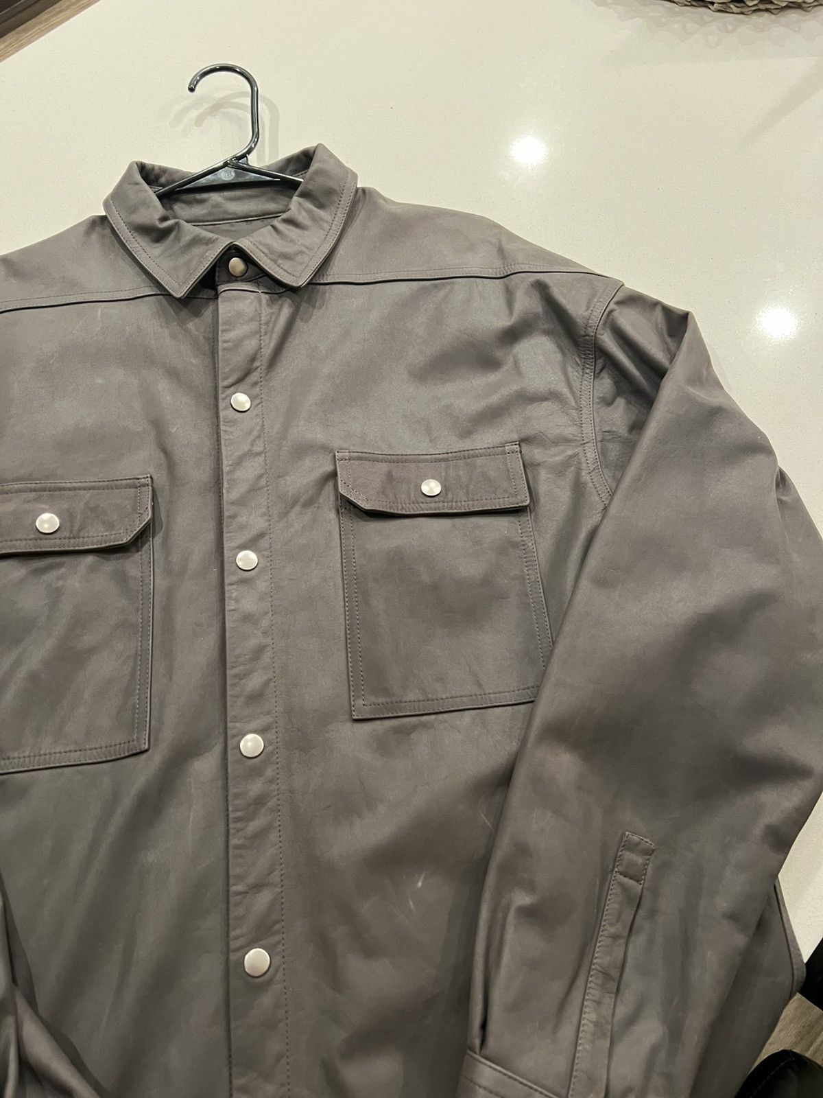 Rick Owens Rick Owens Oversized leather outershirt jacket dark dust Size US M / EU 48-50 / 2 - 4 Thumbnail