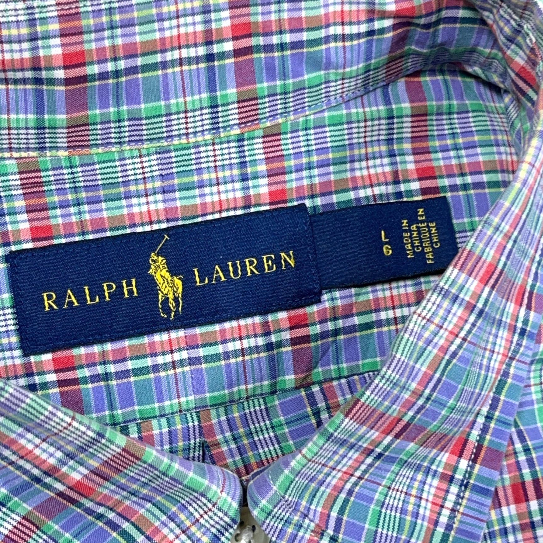 Ralph Lauren Ralph Lauren Shirt Men Large Blue Red Plaid Button Up Poplin Pony Dress Preppy Size 42R - 3 Thumbnail