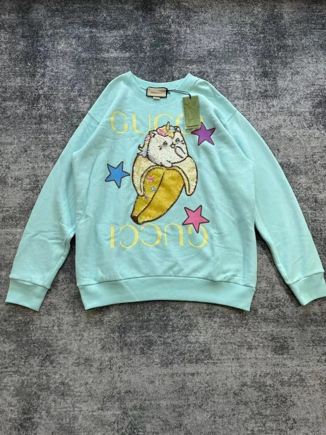 Gucci Gucci Light Blue Sequin Banana Sweatshirt. Size S / US 4 / IT 40 - 1 Thumbnail