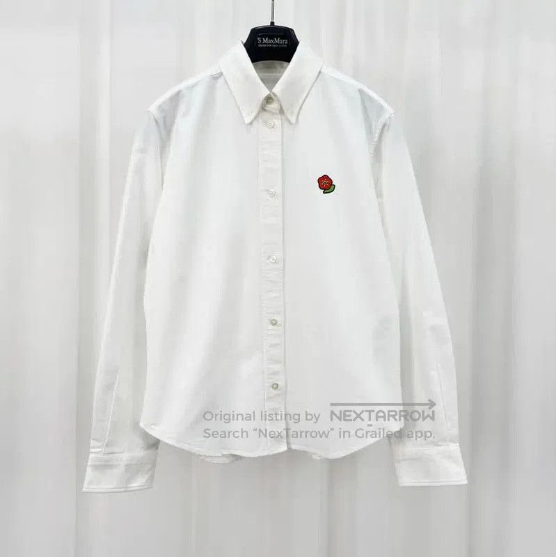 Kenzo KENZO White Long Sleeve Cotton Shirt with Logo . Size S / US 4 / IT 40 - 1 Thumbnail