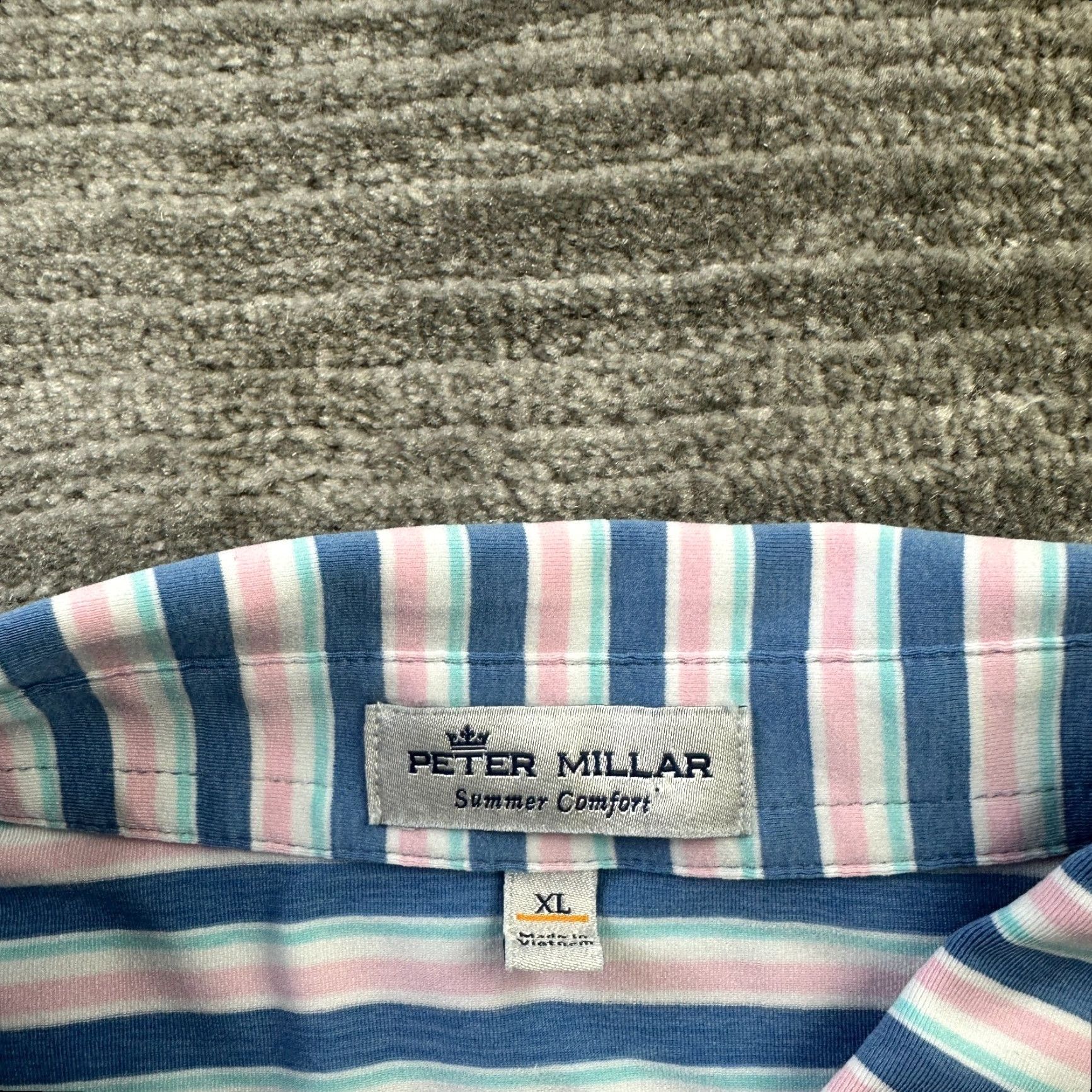 Peter Millar Peter Millar Polo Shirt Mens XL Blue Striped Short Sleeve Collared Button Polo Summer Comfort Golf Casual Size US XL / EU 56 / 4 - 5 Thumbnail