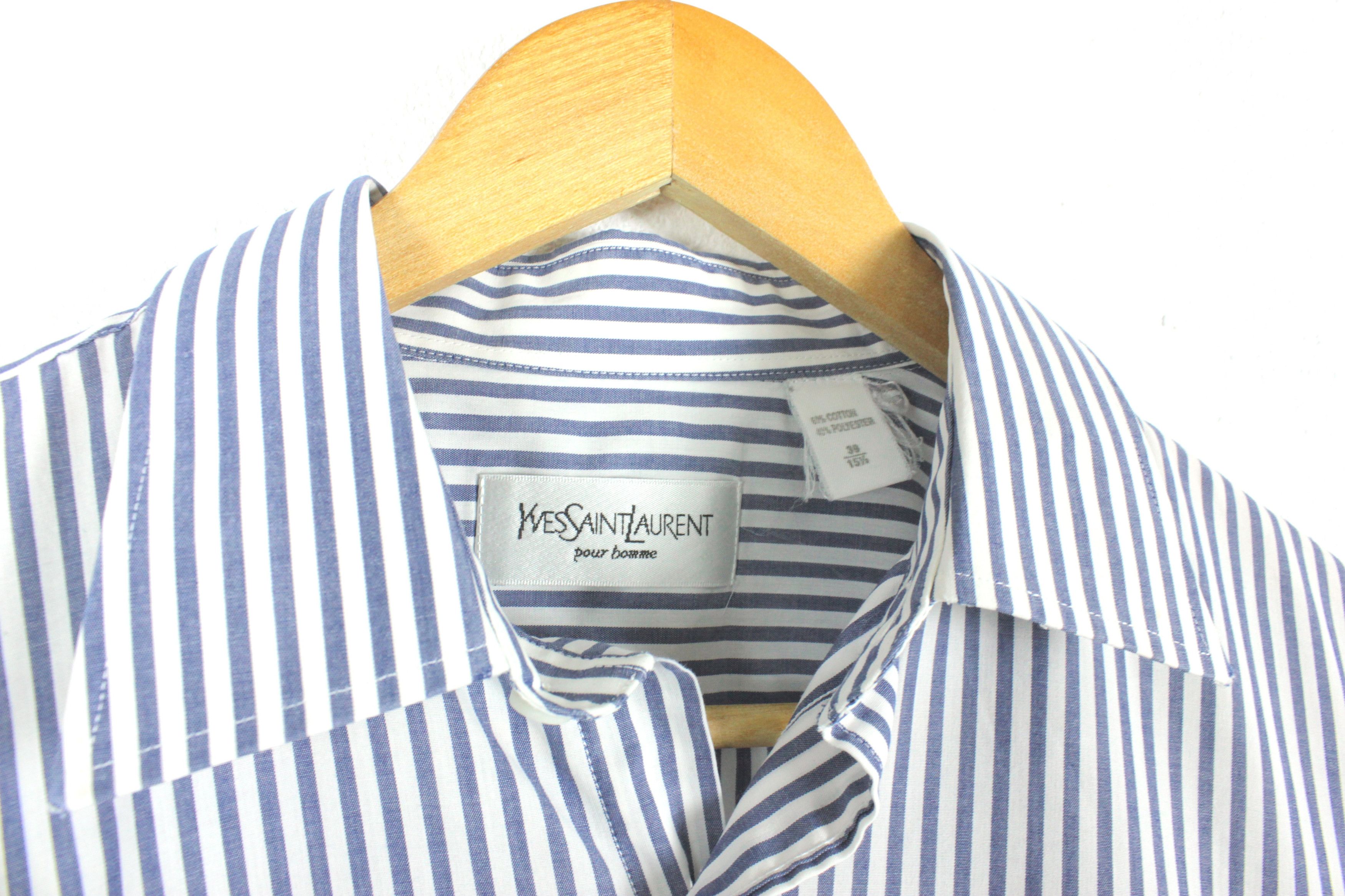 Vintage × Yves Saint Laurent Yves Saint Laurent Striped Shirt Size 39 Size US L / EU 52-54 / 3 - 3 Thumbnail