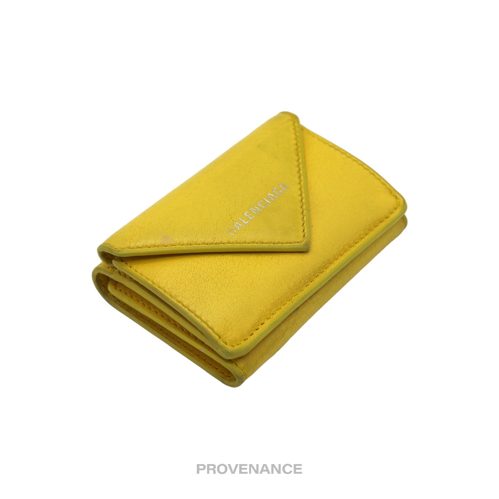 Balenciaga 🔴 Balenciaga Papier Mini Wallet - Yellow Leather Size ONE SIZE - 4 Thumbnail