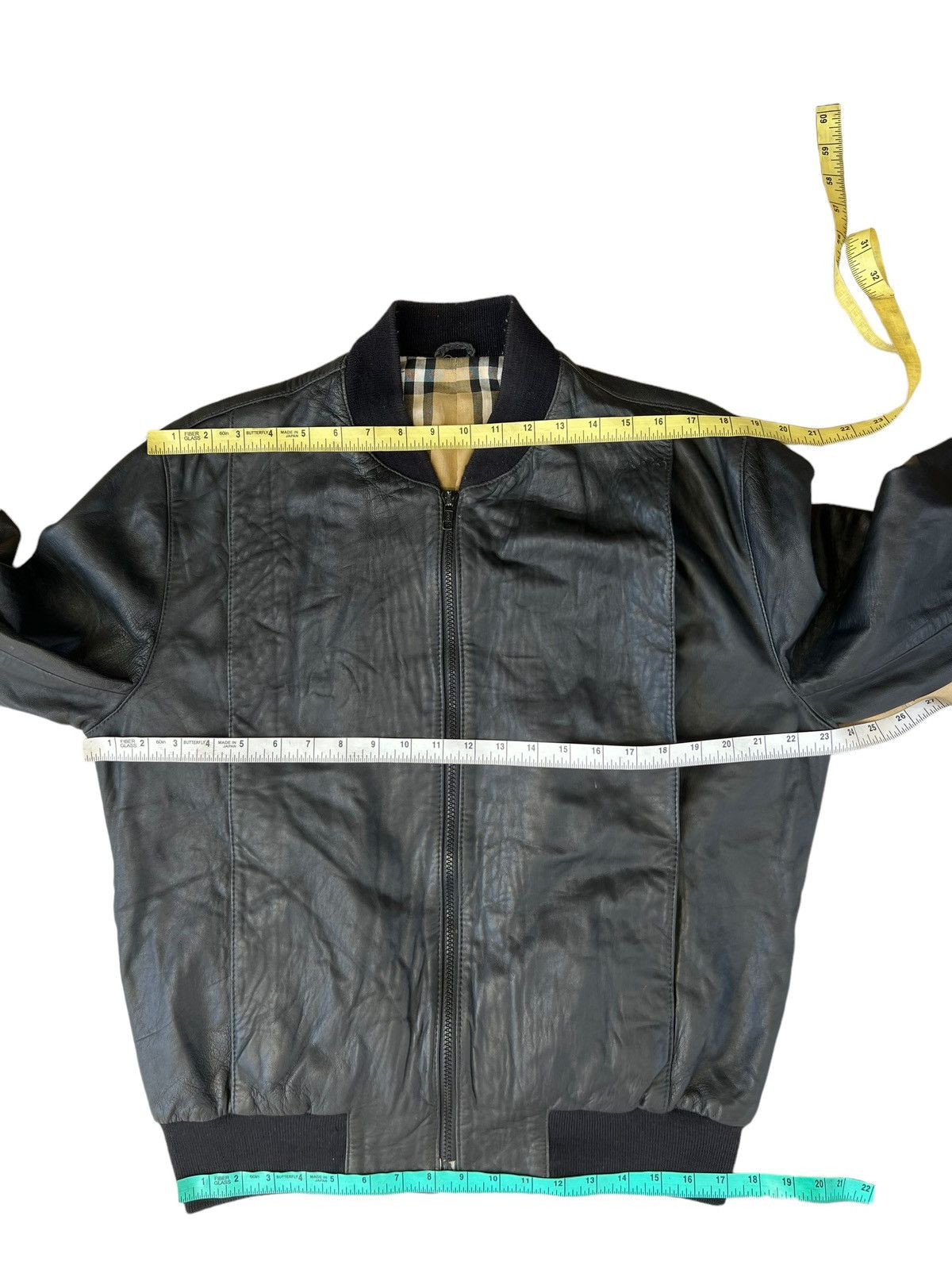 Burberry Vintage Burberrys’ England Black Leather Bomber Jacket Size US L / EU 52-54 / 3 - 3 Thumbnail