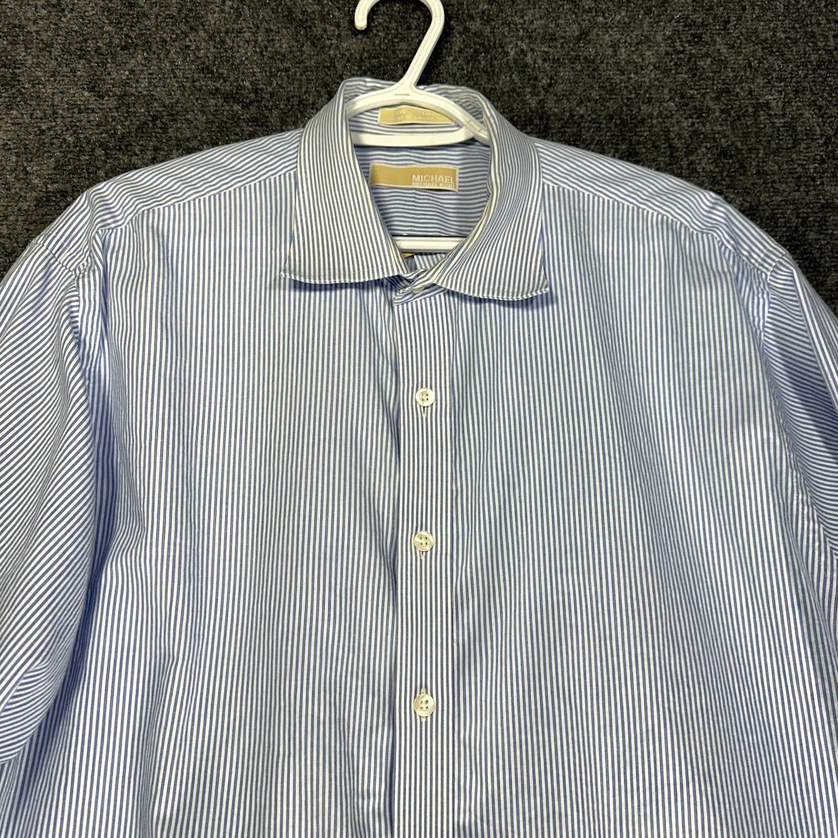 Michael Kors Michael Kors Mens XL Blue White Stripe Cotton Button Up Shirt Long Sleeve Size US XL / EU 56 / 4 - 4 Thumbnail