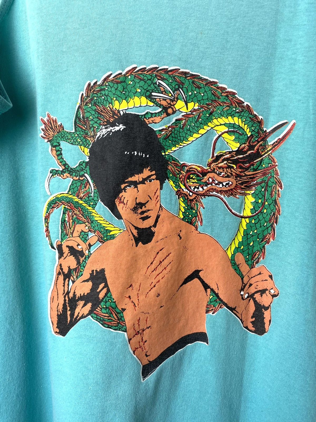 Vintage Vintage 1990’s Bruce Lee Single Stitch Moto Racing T Shirt Size US M / EU 48-50 / 2 - 7 Thumbnail