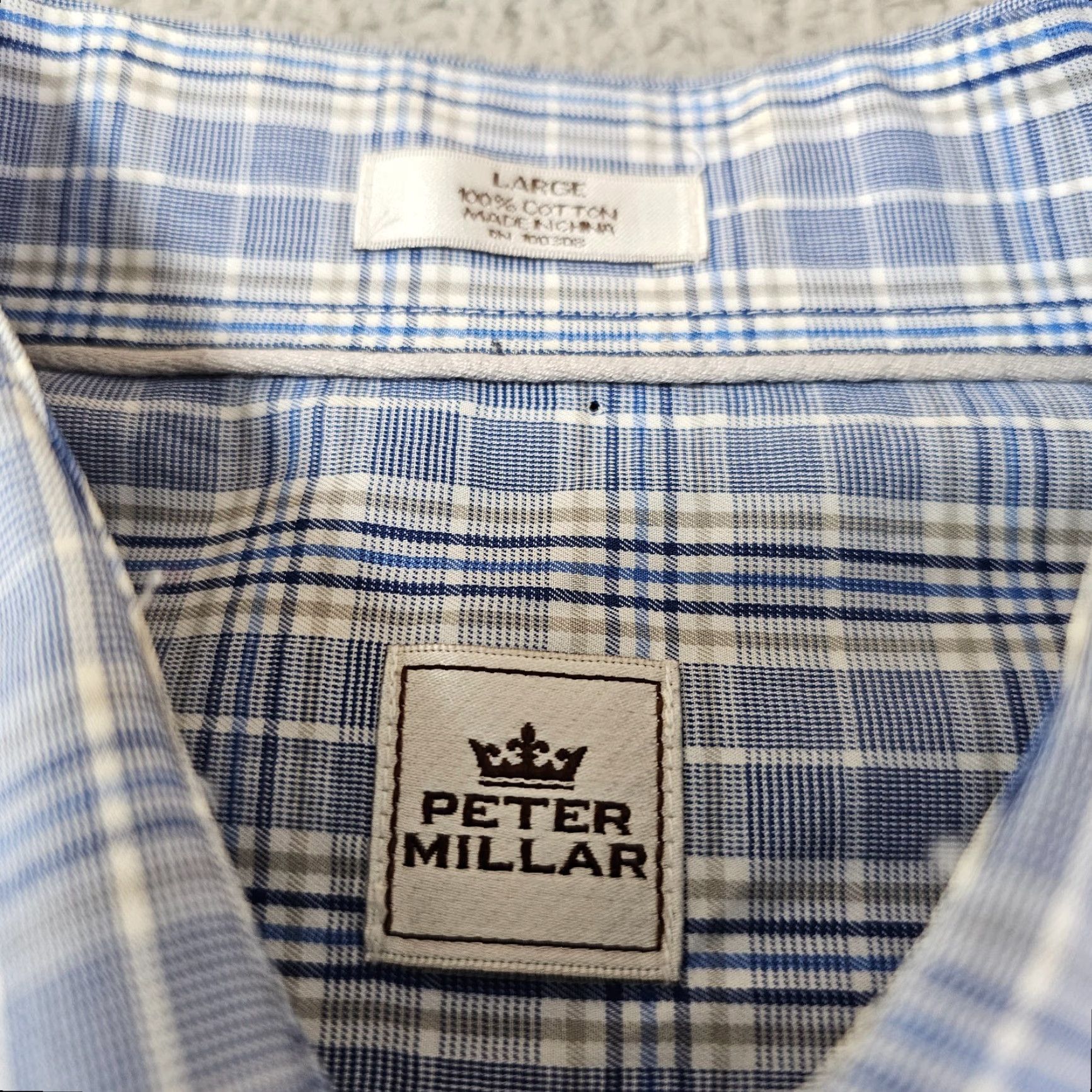 Peter Millar Peter Millar Shirt Mens Large Blue White Check Woven Button Up Cotton Size US L / EU 52-54 / 3 - 3 Thumbnail