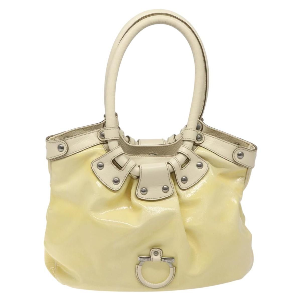 Salvatore Ferragamo Gancini Yellow Patent Leather Shoulder Bag (Pre-Owned), Women's