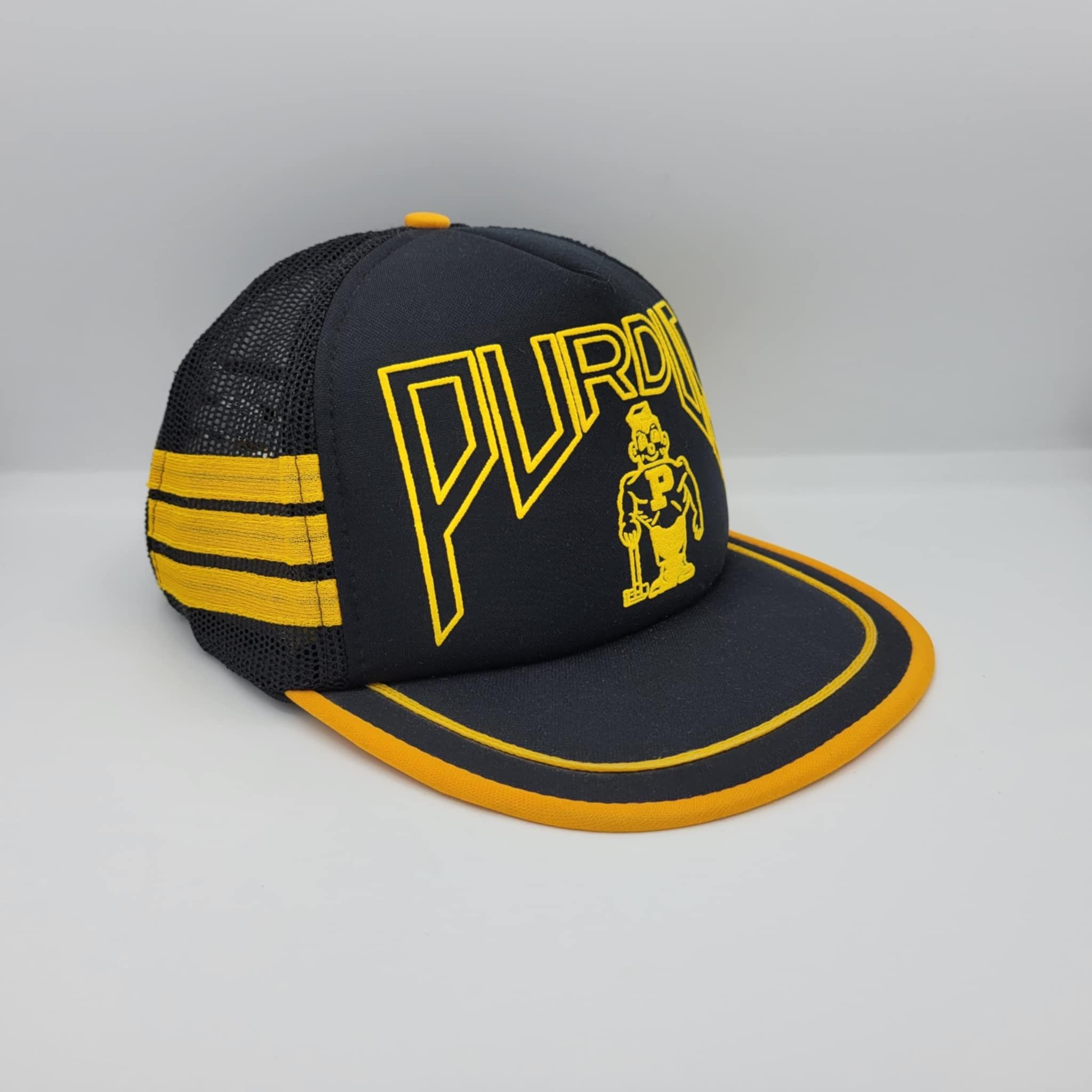 Vintage Purdue Boilmakers Vintage 80s 3 Stripes Trucker Snapback Hat Size ONE SIZE - 3 Thumbnail