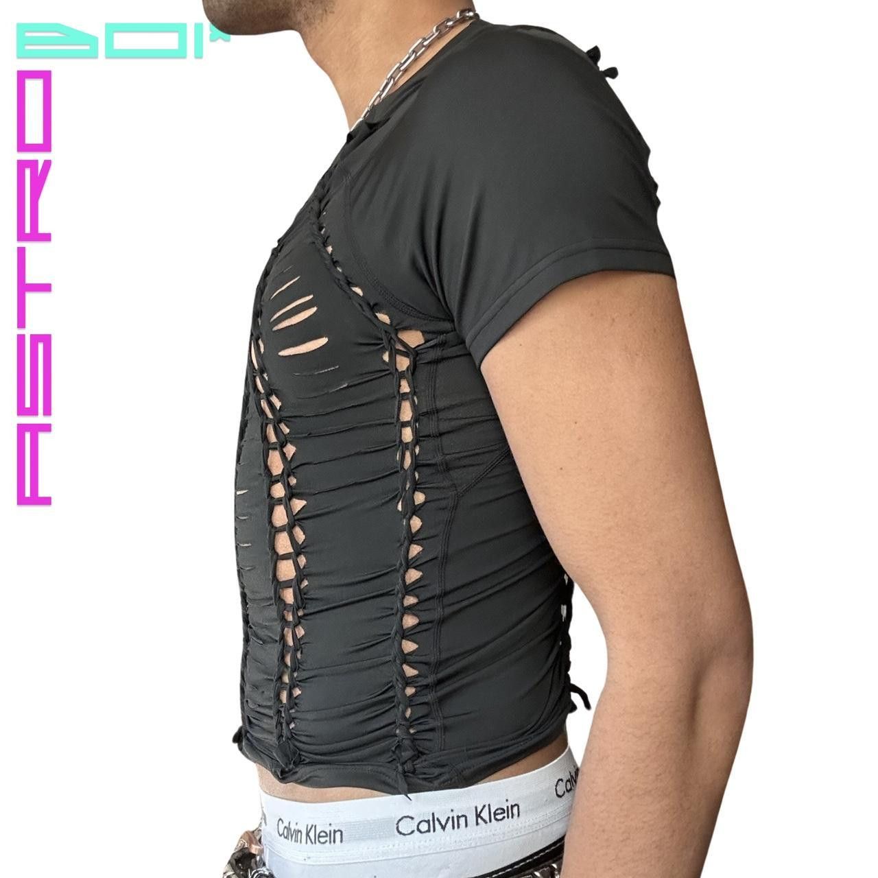 Gildan ASTROBOI 'LINES' Black Braided Compression Top - Large Size US L / EU 52-54 / 3 - 4 Thumbnail