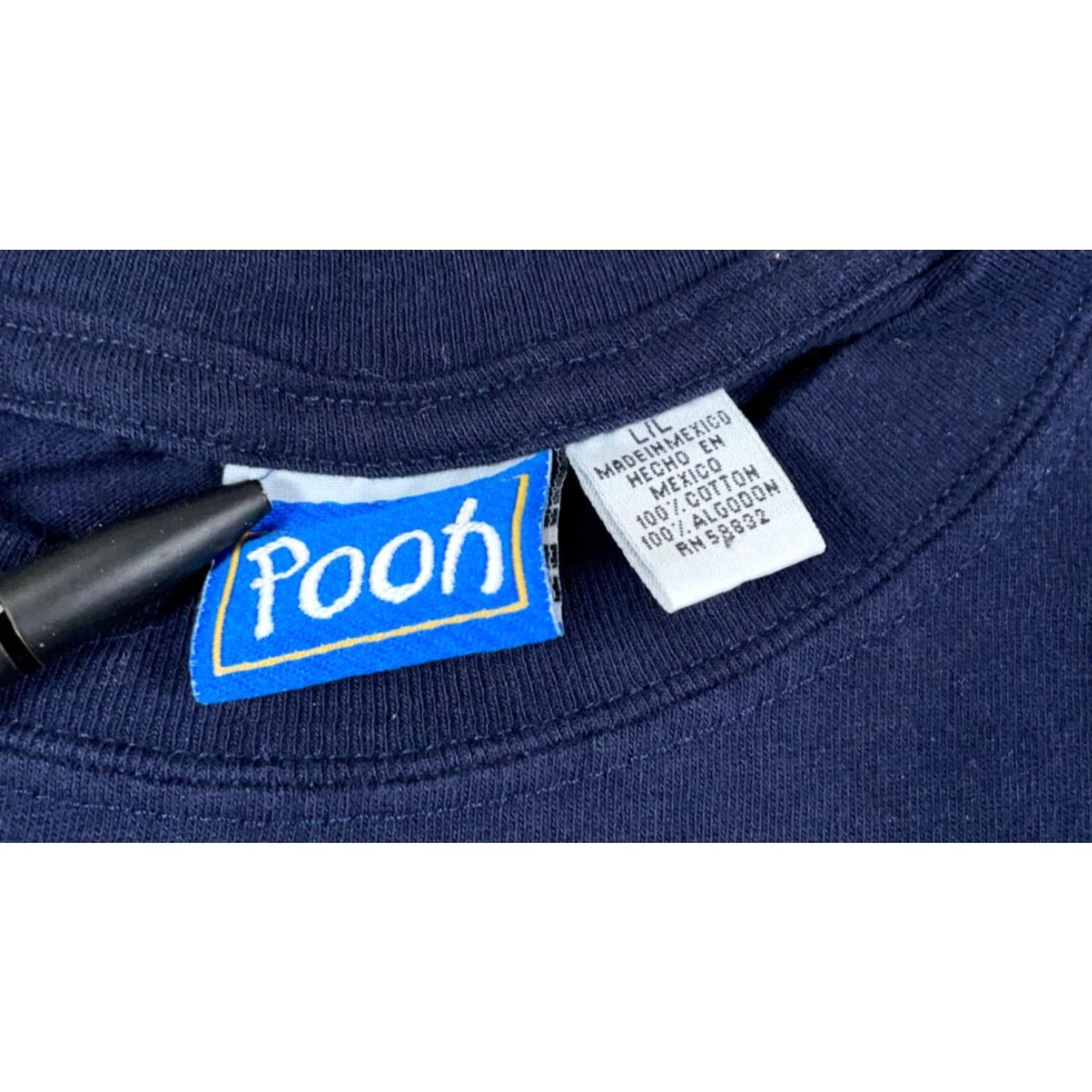 Disney VINTAGE Winnie the Pooh T-Shirt Dark Blue Embroidery Adult Large Tag Cotton Crew Neck Short Sleeve 90s Disney Graphic Tee Mens Size US M / EU 48-50 / 2 - 3 Thumbnail