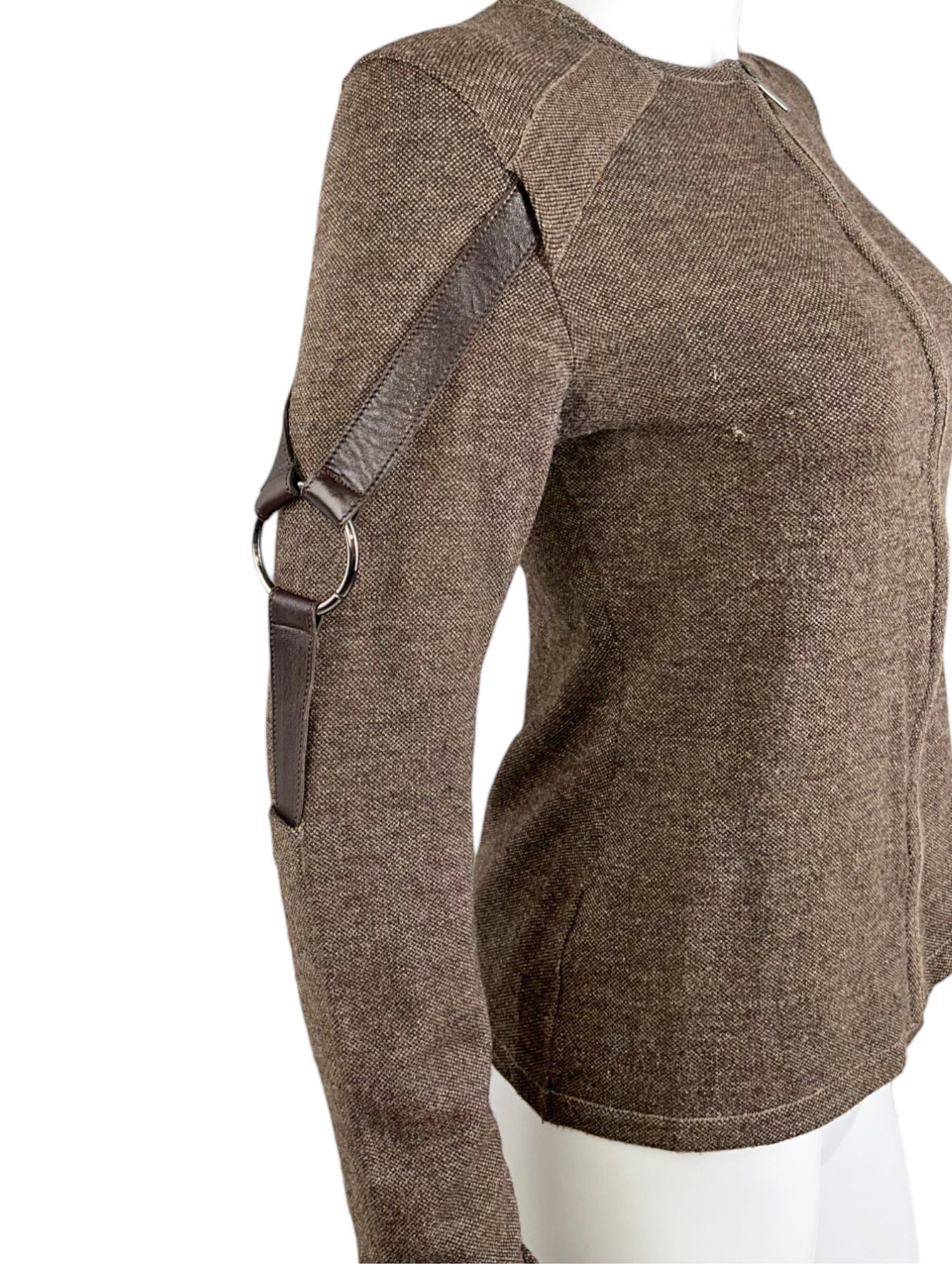 Dior by John Galliano F/W 2003 Brown Bondage Zipped Sweater Size L / US 10 / IT 46 - 5 Thumbnail