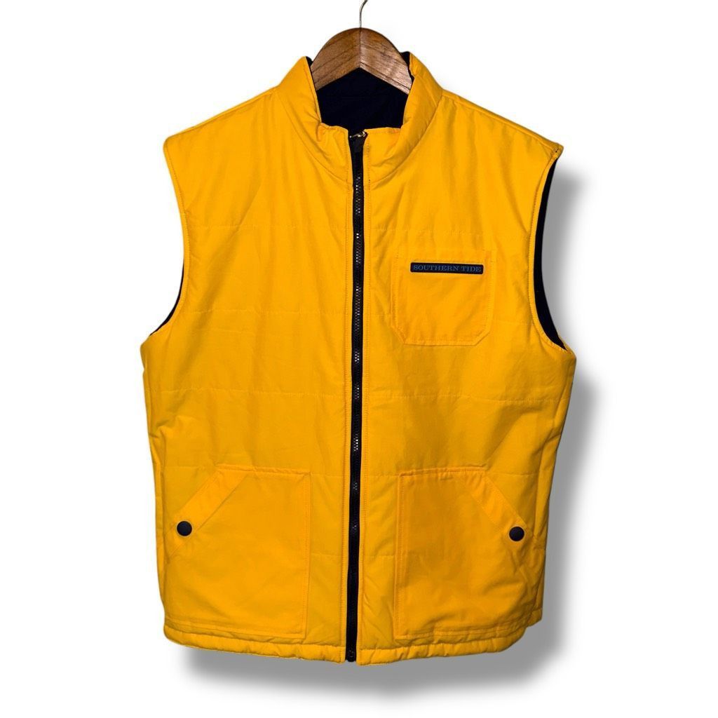 Southern Tide Southern Tide Navy Blue & Yellow Reversible Gilet Vest Size Size US M / EU 48-50 / 2 - 2 Thumbnail