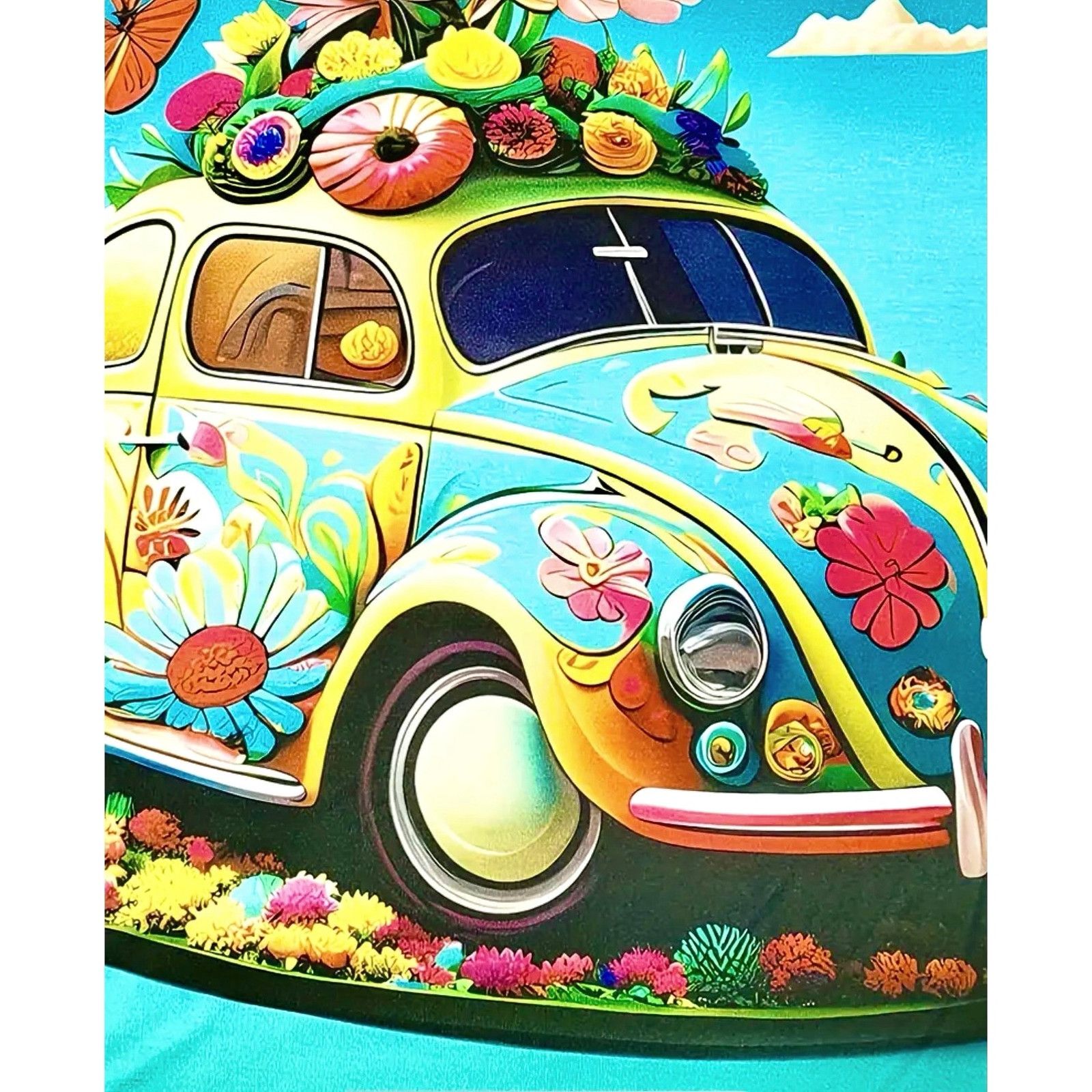 Other Vibrant Casual Crew Neck 70s Bug/Flowers T Shirt XXL (14) Size XL / US 12-14 / IT 48-50 - 4 Thumbnail