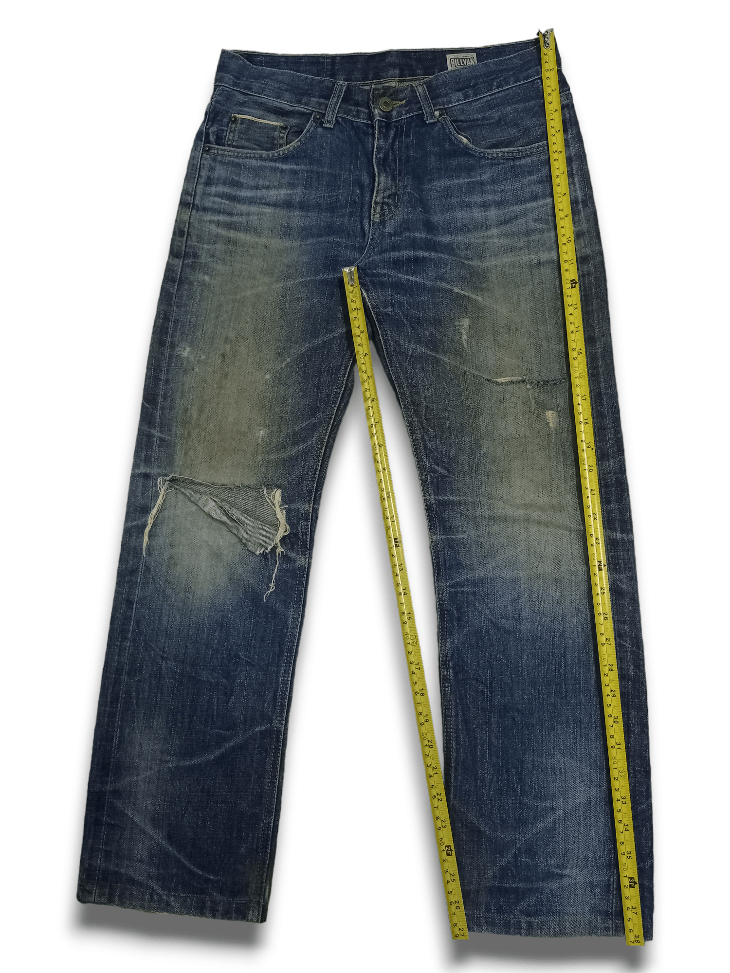 Japanese Brand Vintage BILLVAN Mud Wash Distressed Selvedge Loose Jeans Size US 31 - 12 Thumbnail