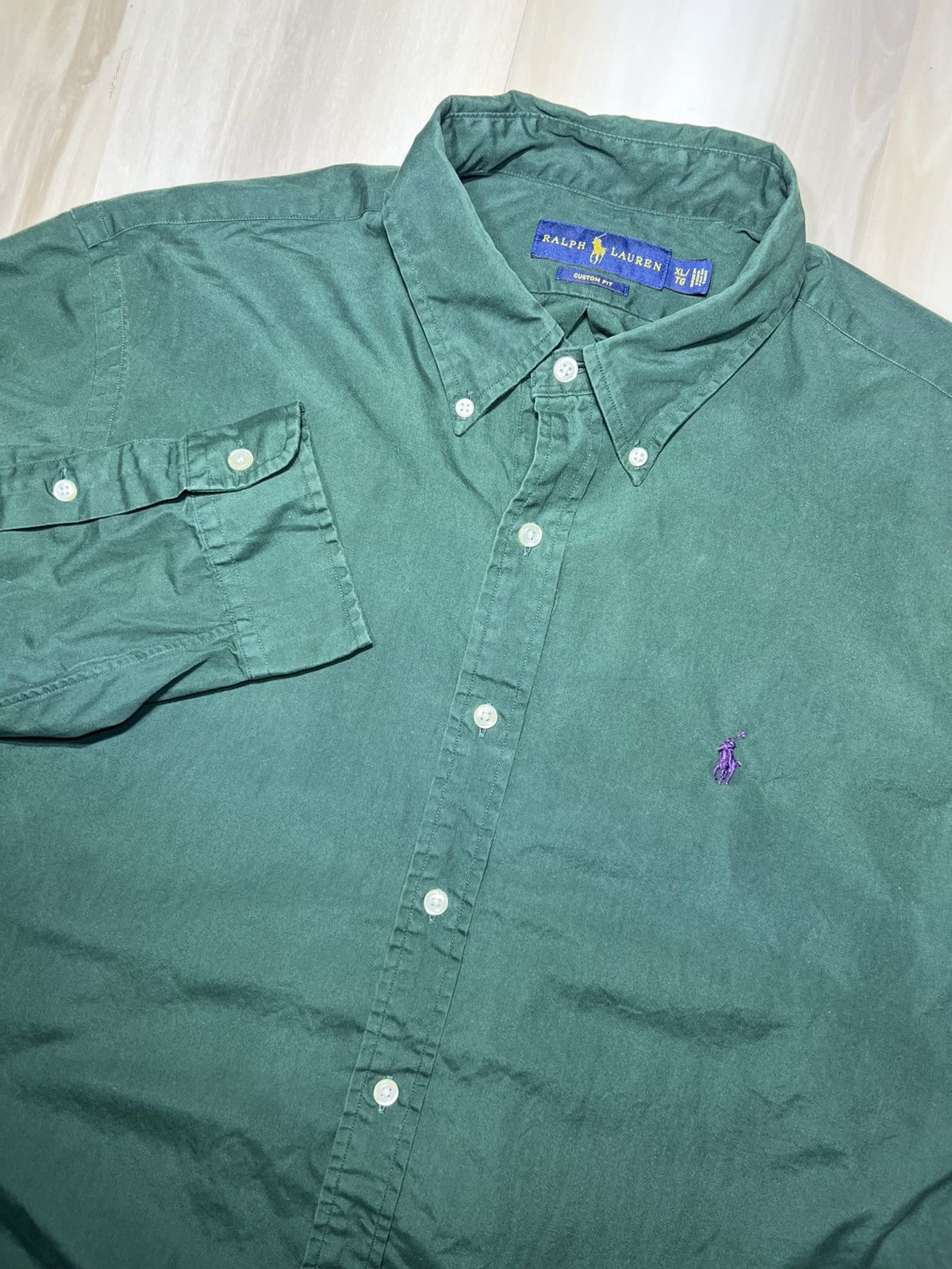 Polo Ralph Lauren Polo Ralph Men's Button Down XL Dark Kelly Green Purple Logo Size US XL / EU 56 / 4 - 1 Thumbnail