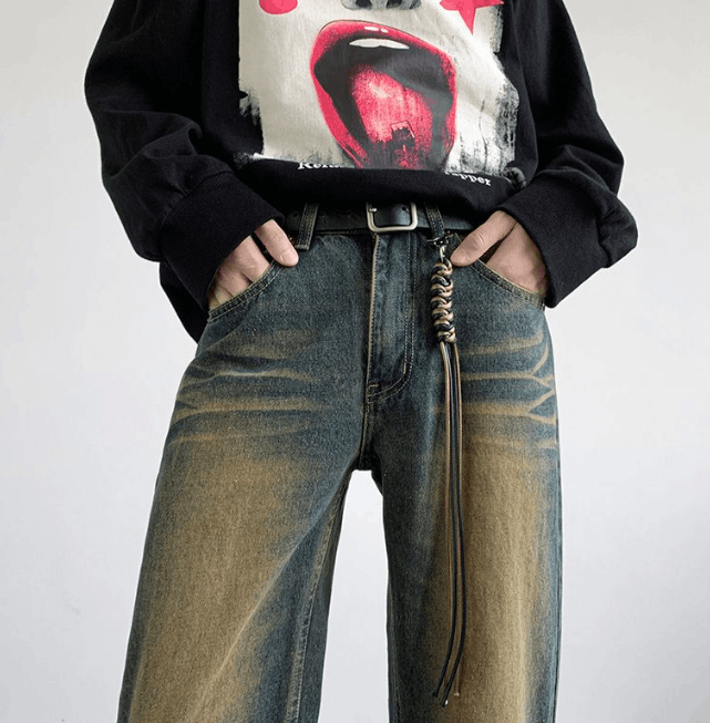 Japanese Brand × Jean Men's y2k straight loose washed distressed jeans Size US 32 / EU 48 - 5 Thumbnail