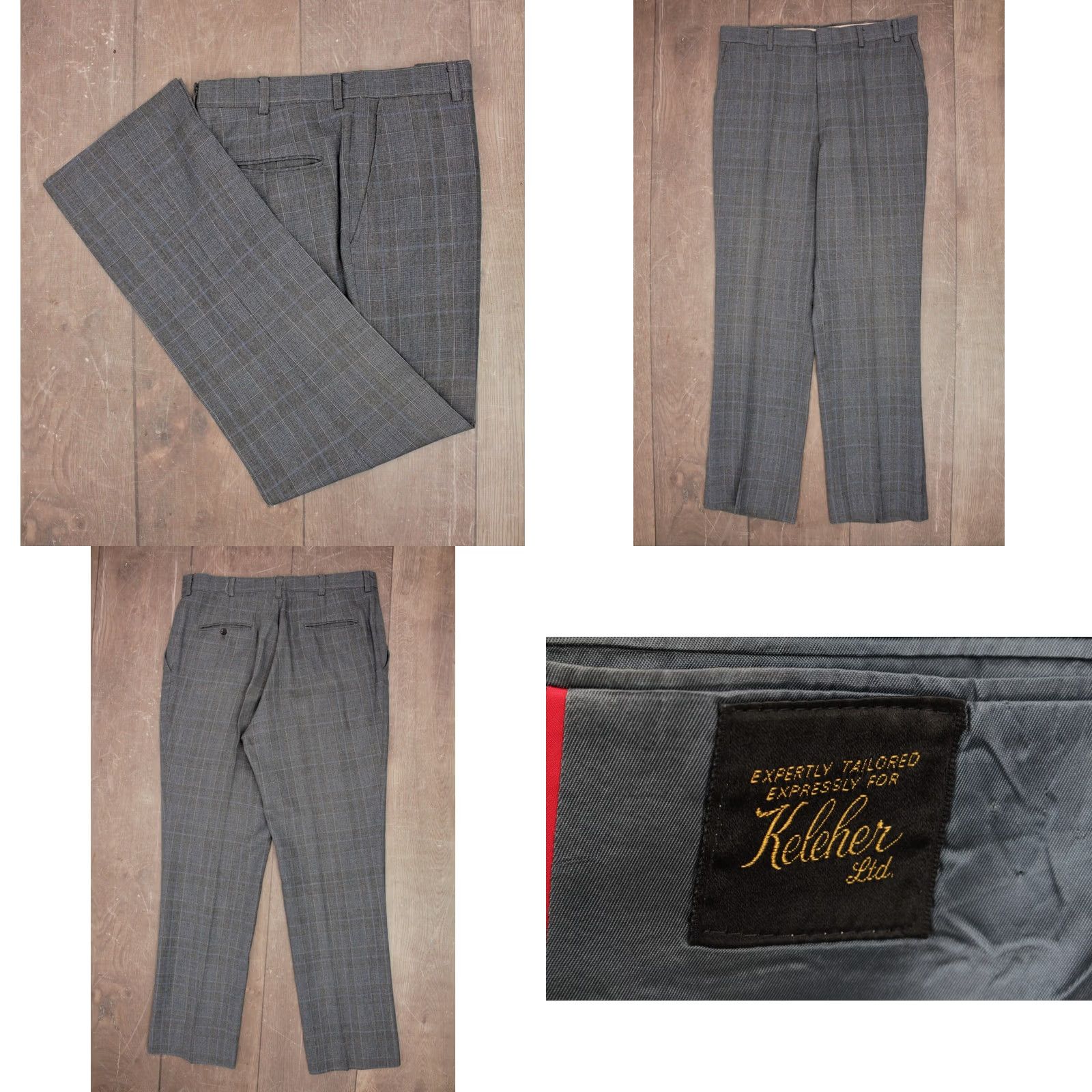 Vintage VINTAGE Mens VTG 70s Blue & Grey Plaid Leisure Suit Sz L 1970s Disco Mens L Gray Wool Blend Jacket 34" Pants 37x33 Size 42R - 8 Thumbnail