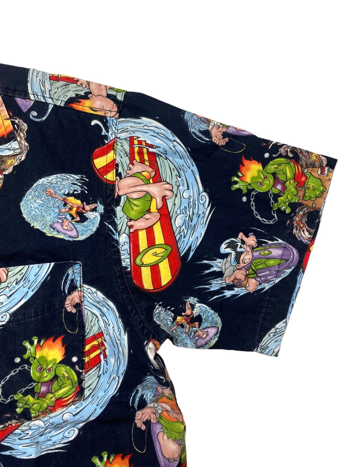 JNCO 2000s JNCO Flamehead - Iconic Mascots Surf Open Collar Shirt Size US L / EU 52-54 / 3 - 5 Thumbnail
