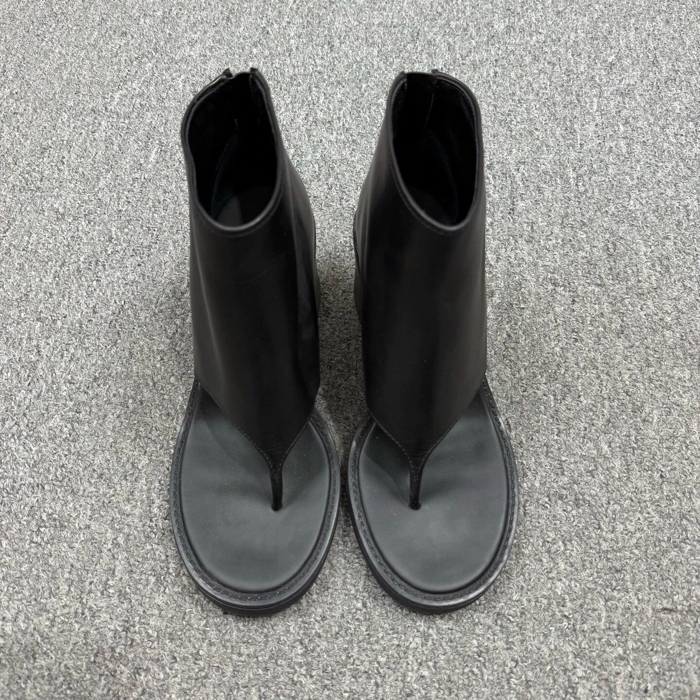 Miu Miu Miu Miu black open-toe leather block-heel zip boots 39 Size US 9 / IT 39 - 3 Thumbnail