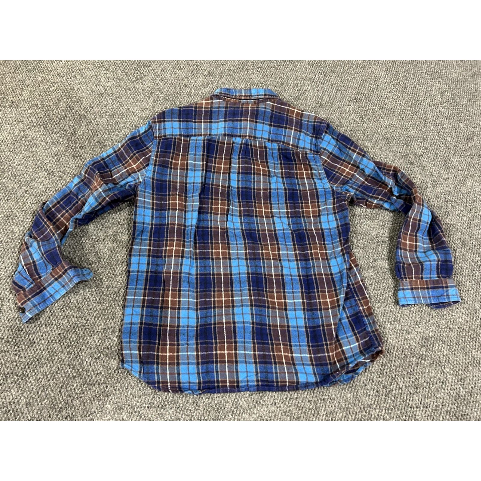 Vintage L.L.Bean Shirt Mens Medium Blue Brown Plaid Flannel Button Front Long Sleeve Size US M / EU 48-50 / 2 - 6 Thumbnail
