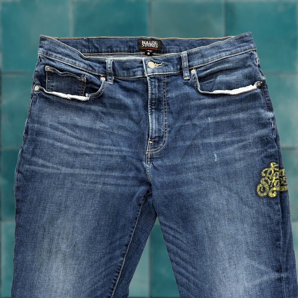 Lucky Brand Lucky Brand Rolling Stones 223 Straight Jeans Mens 38x32 Blue Denim Stretch Distressed Pockets Cotton Viscose Zip Regular Vintage: No Size US 38 / EU 54 - 1 Thumbnail