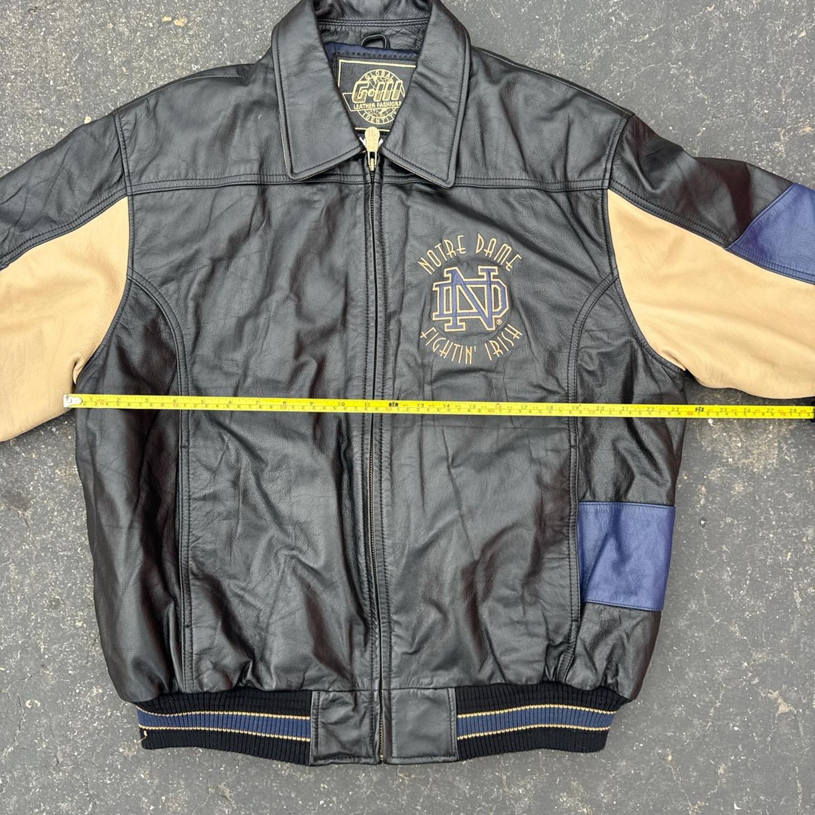 Vintage Vintage 90 University of Notre Dame Leather Jacket Sz Large Size US L / EU 52-54 / 3 - 6 Thumbnail